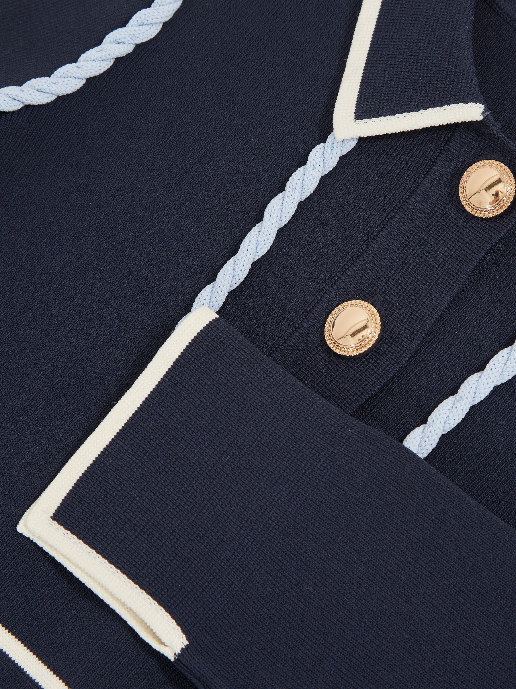 9-13 yrs Piped Knitted Skater Dress in Navy - Image 4 of 4