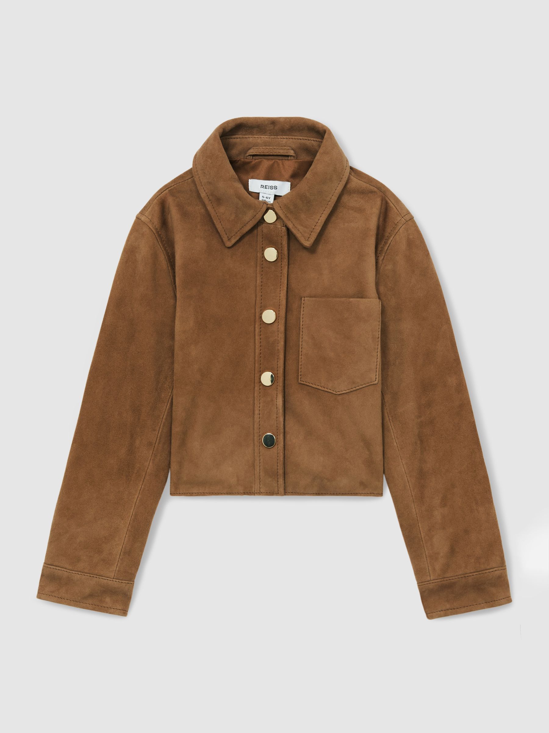 9-13 yrs Suede Cropped Jacket in Tan - Image 2 of 4