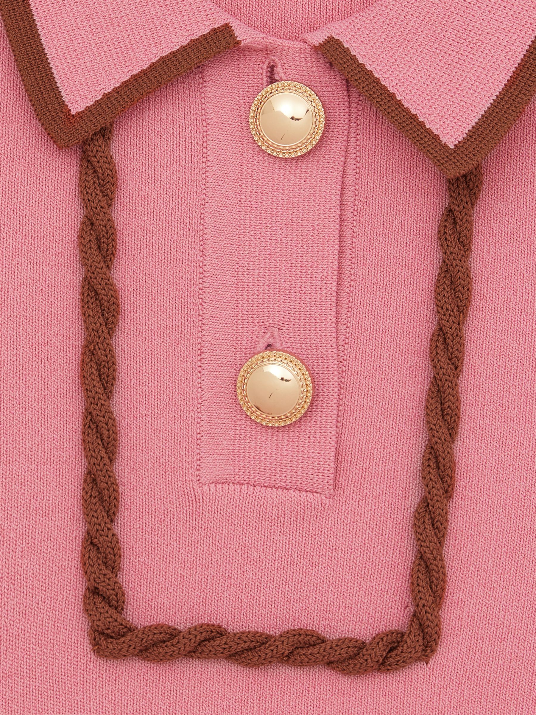 13-14 yrs Twist-Piped Knitted Dress in Pink - Image 5 of 6