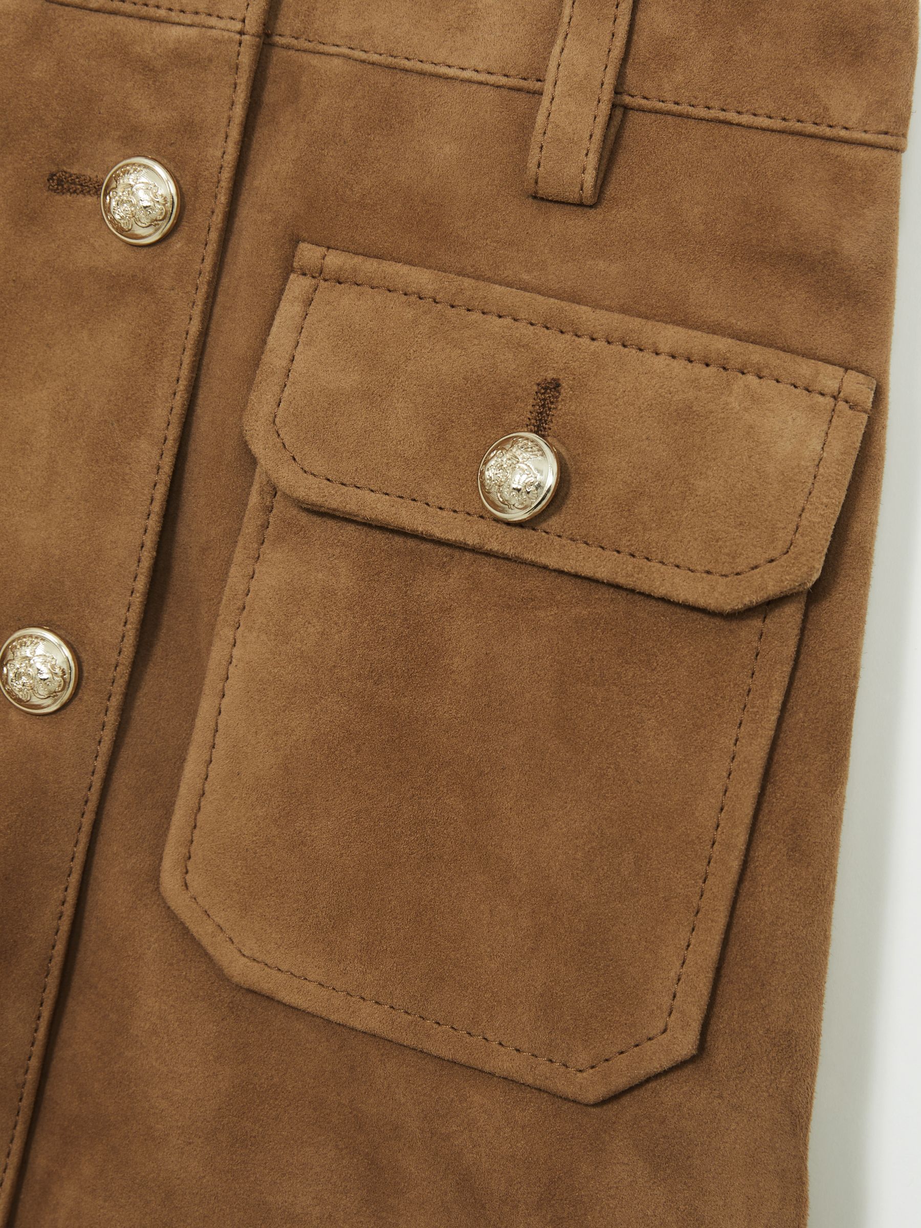 9-13 yrs Suede Flap Pocket Skirt in Tan - Image 4 of 4