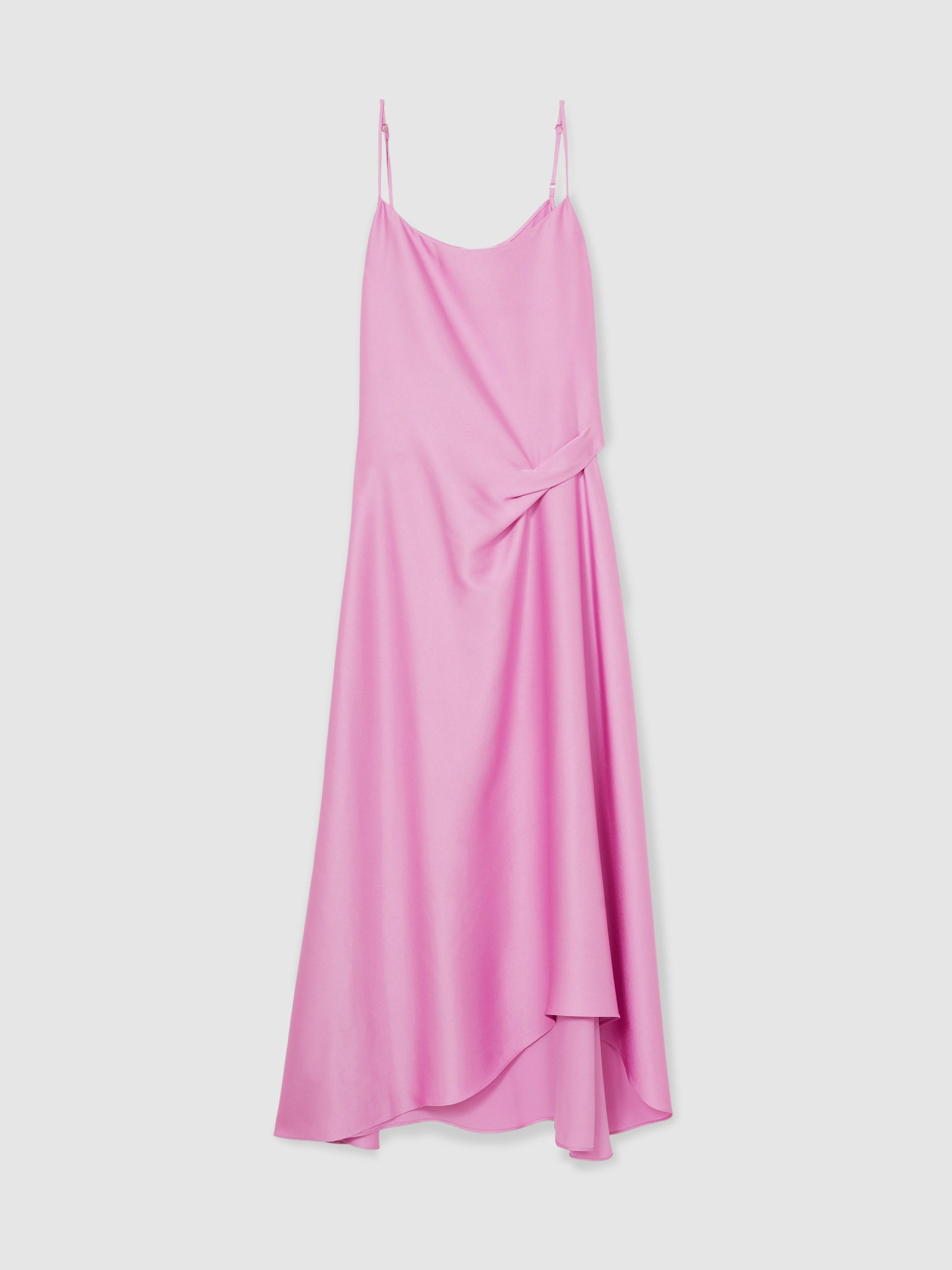 Satin Drape-Detail Slip Dress in Pink - Image 2 of 7