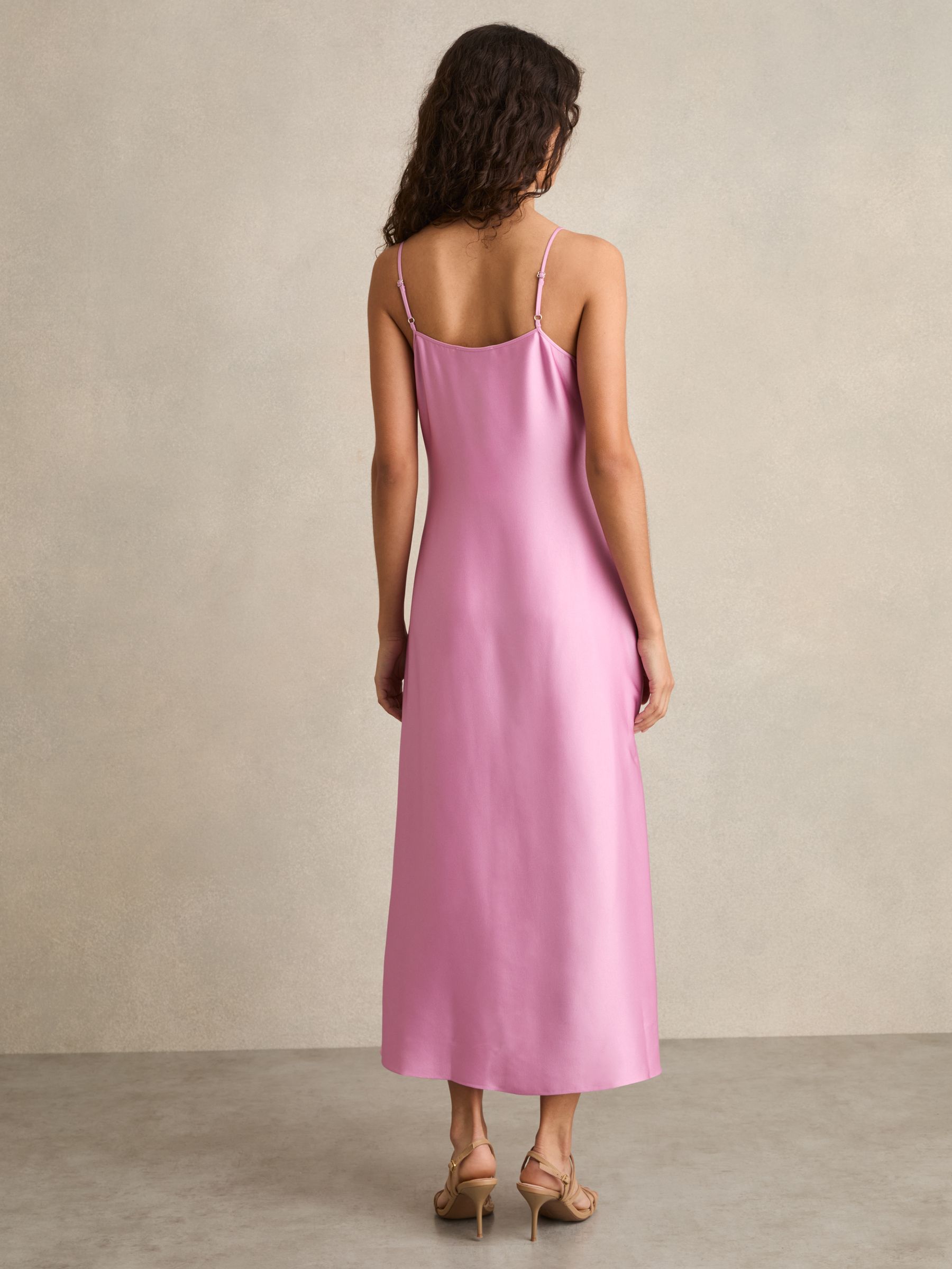 Satin Drape-Detail Slip Dress in Pink - Image 6 of 7