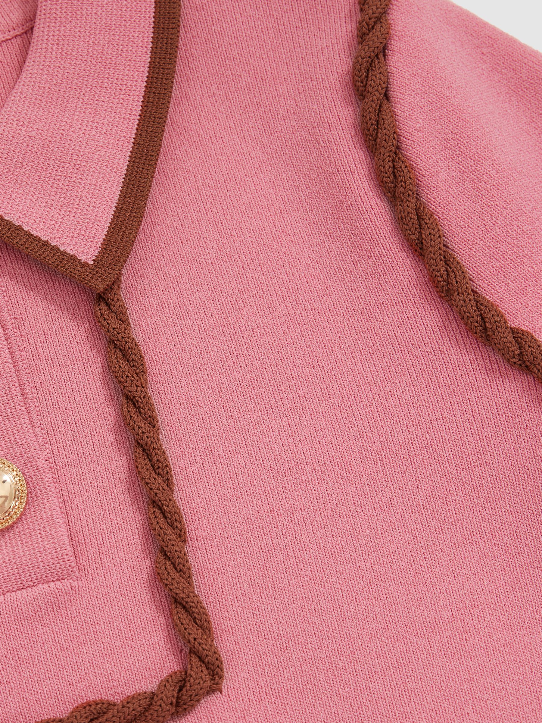 9-13 yrs Twist-Piped Knitted Dress in Pink - Image 6 of 6