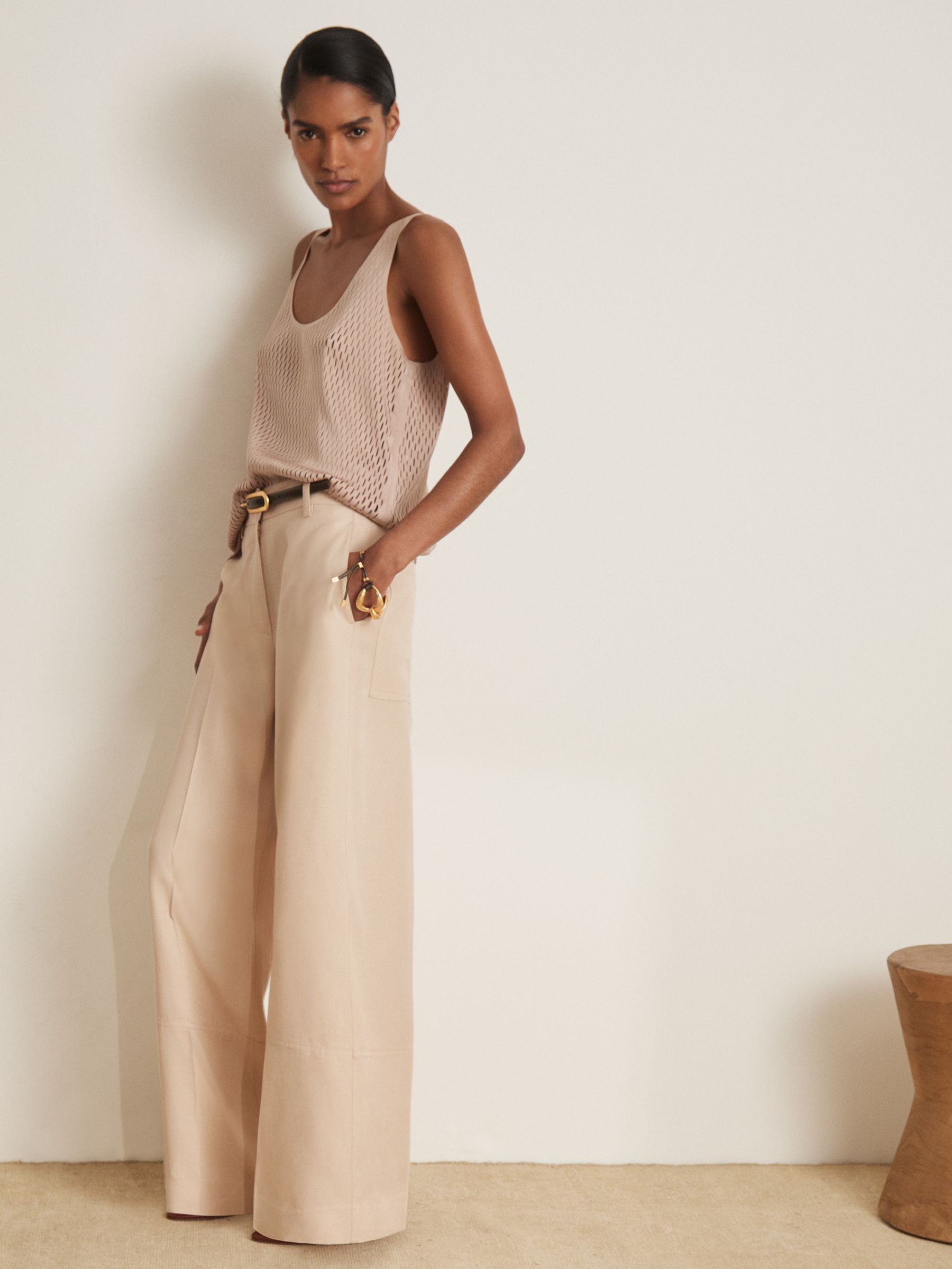 Atelier Laser Cut Vest Top in Taupe - Image 3 of 6