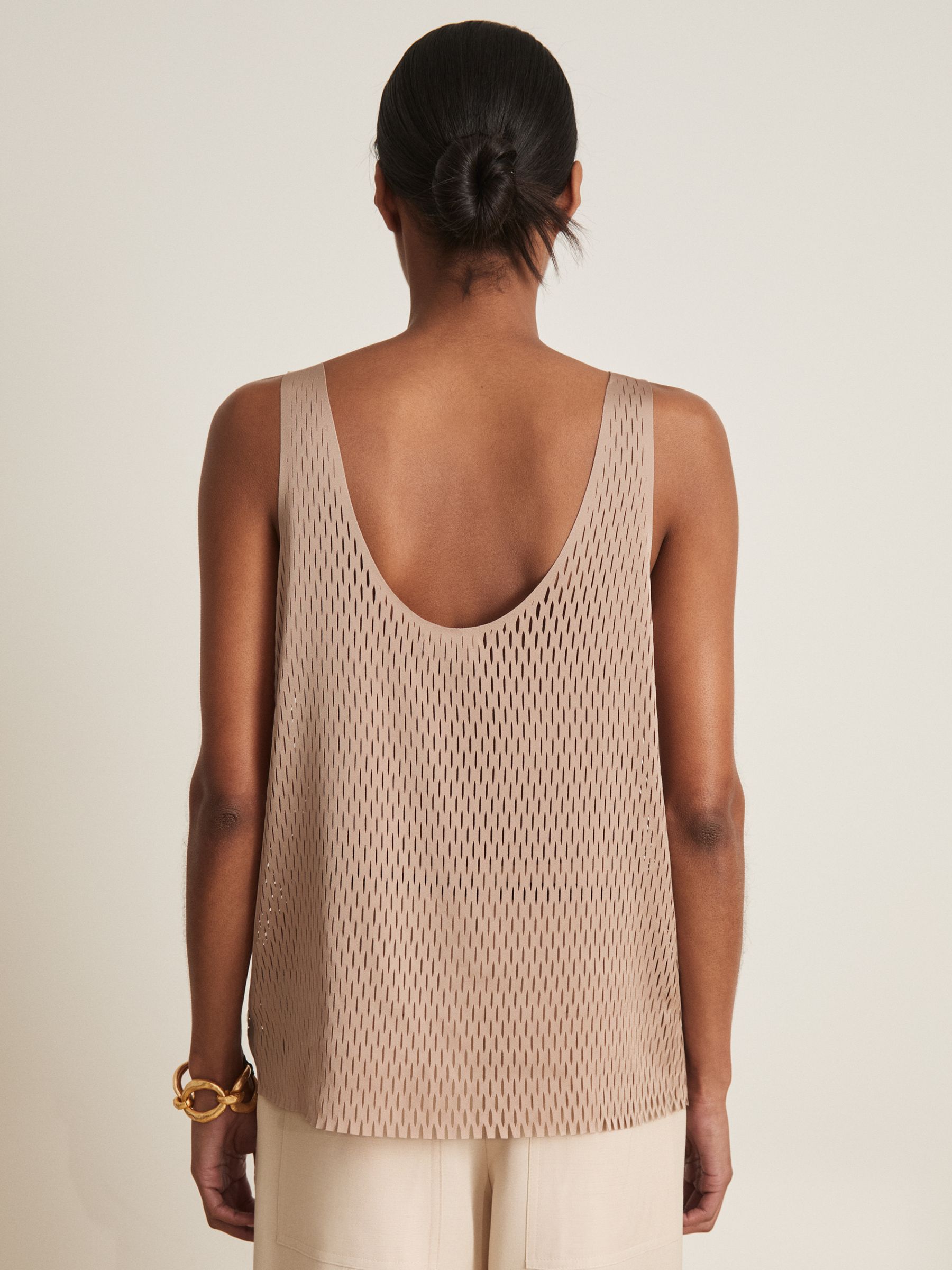 Atelier Laser Cut Vest Top in Taupe - Image 5 of 6