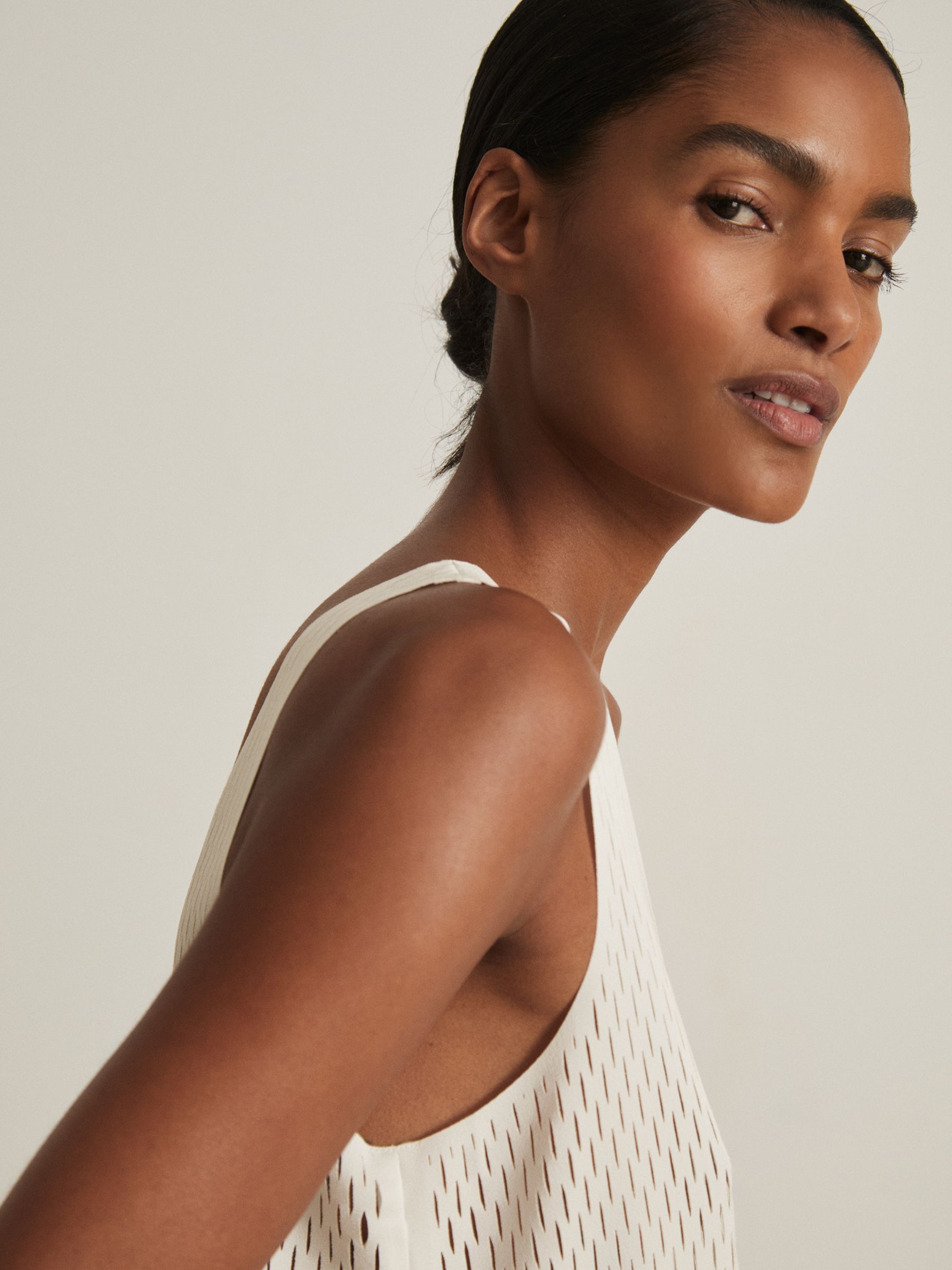 Atelier Laser Cut Vest Top in Cream - Image 4 of 6