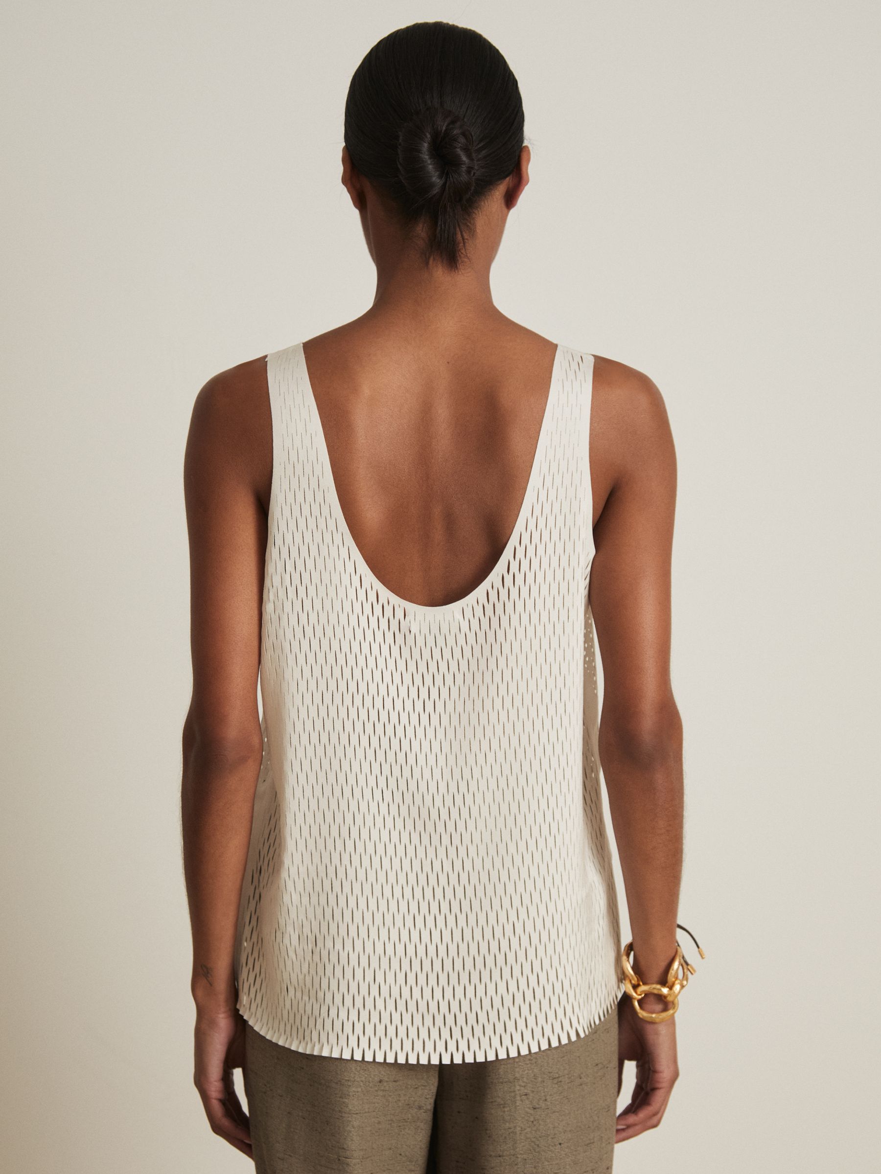 Atelier Laser Cut Vest Top in Cream - Image 5 of 6