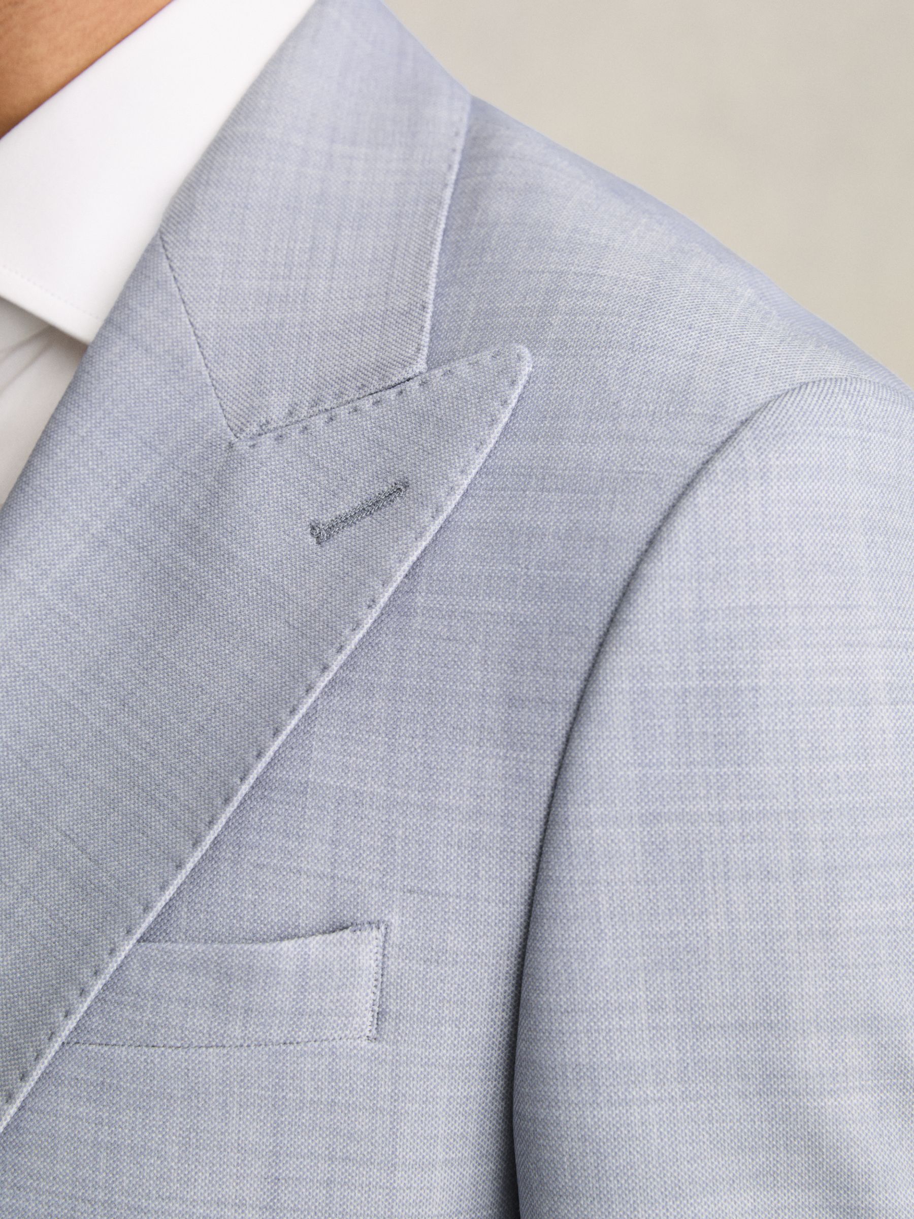 Single-Breasted Textured Blazer Slim-Fit With Wool in Soft Blue - Image 5 of 9