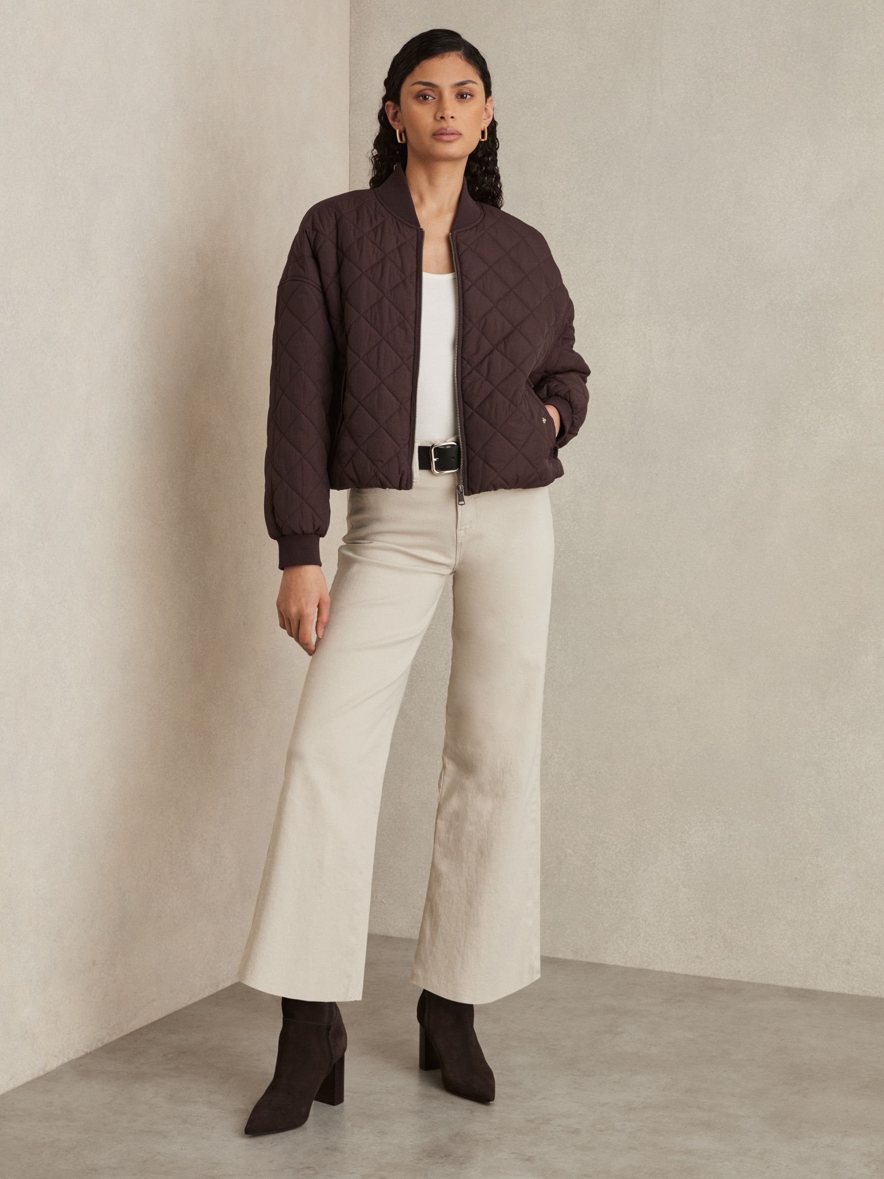 Cropped Palazzo Jeans in Cream - Image 1 of 6