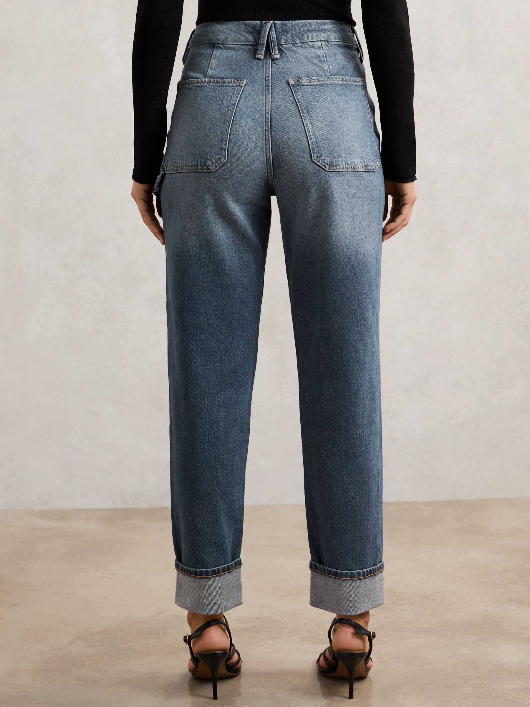 Good American Cuffed Straight-Leg Jeans in Indigo - image 4