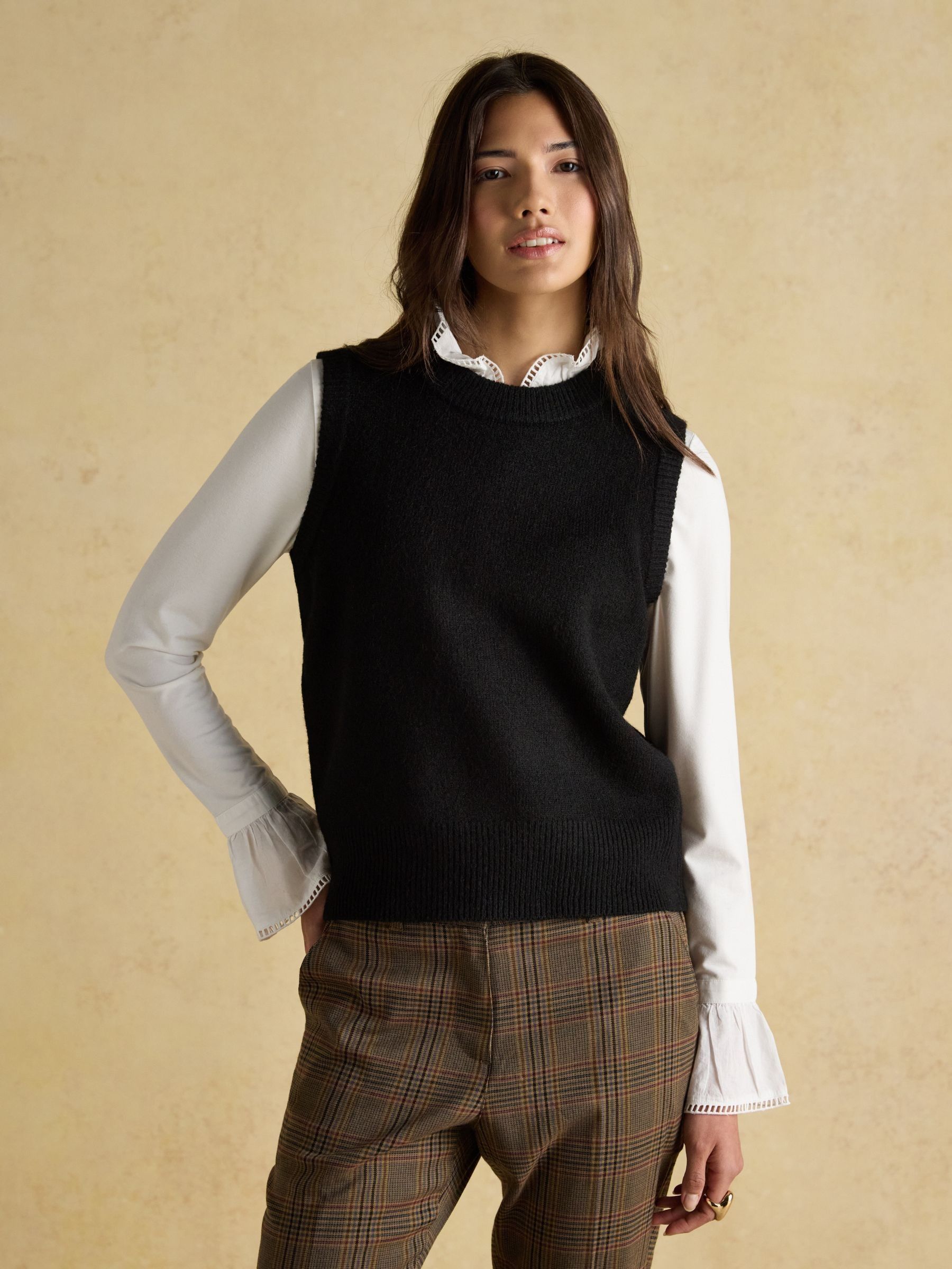 Holly Black Knitted Crew Neck Vest - Image 1 of 8