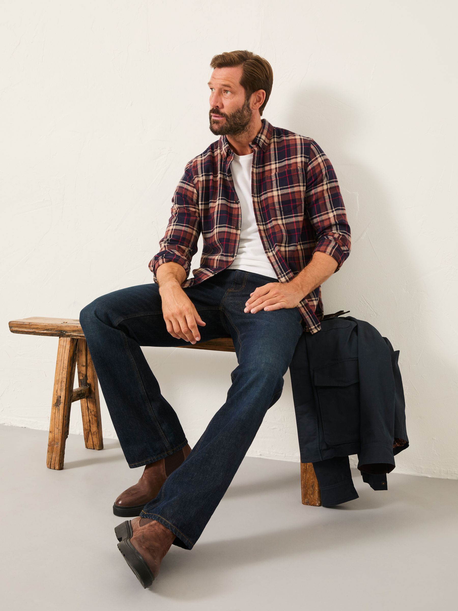 Alford Navy Long Sleeve Check Shirt - Image 5 of 6