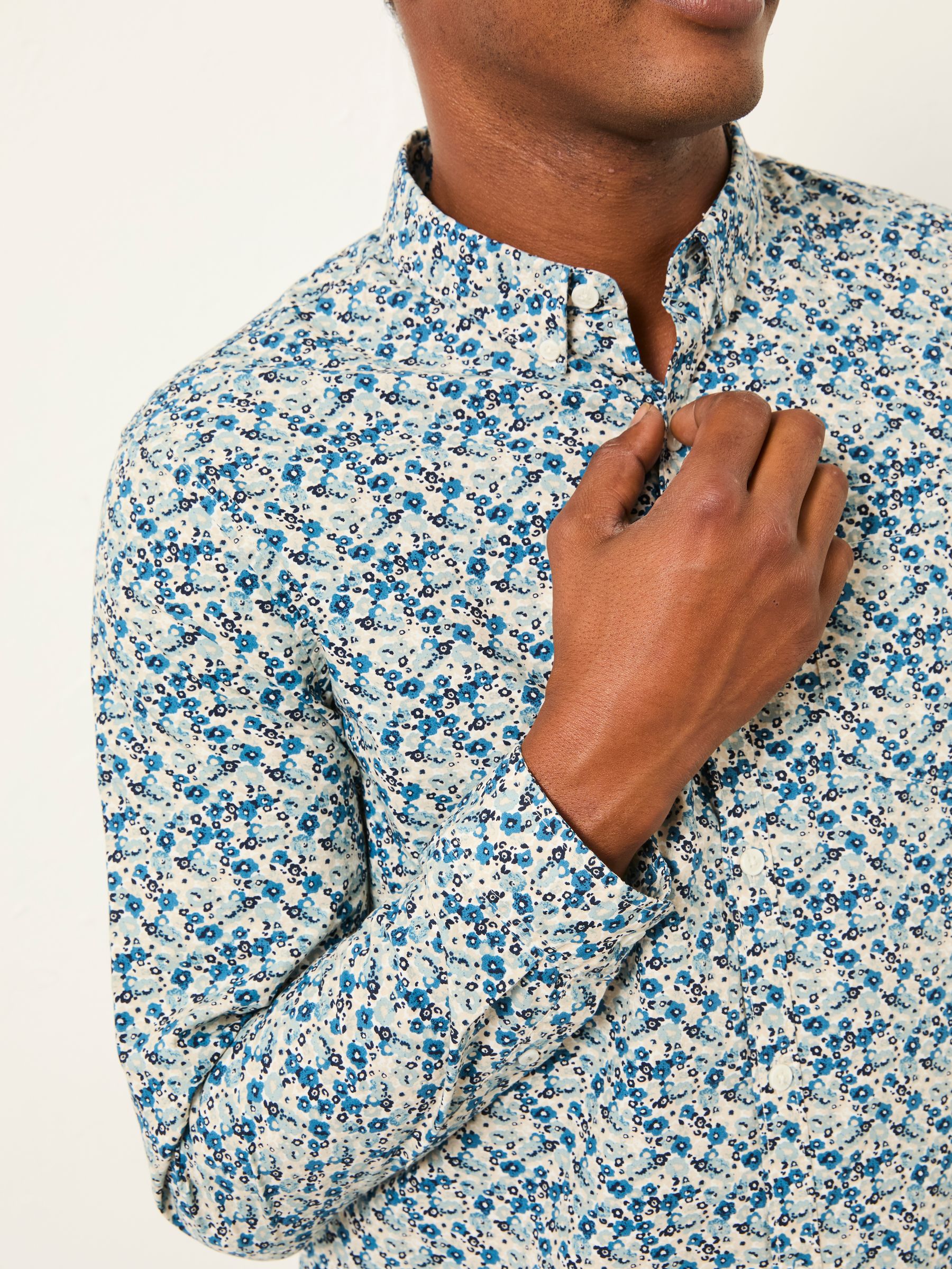 Blue Long Sleeve Floral Shirt - Image 5 of 7