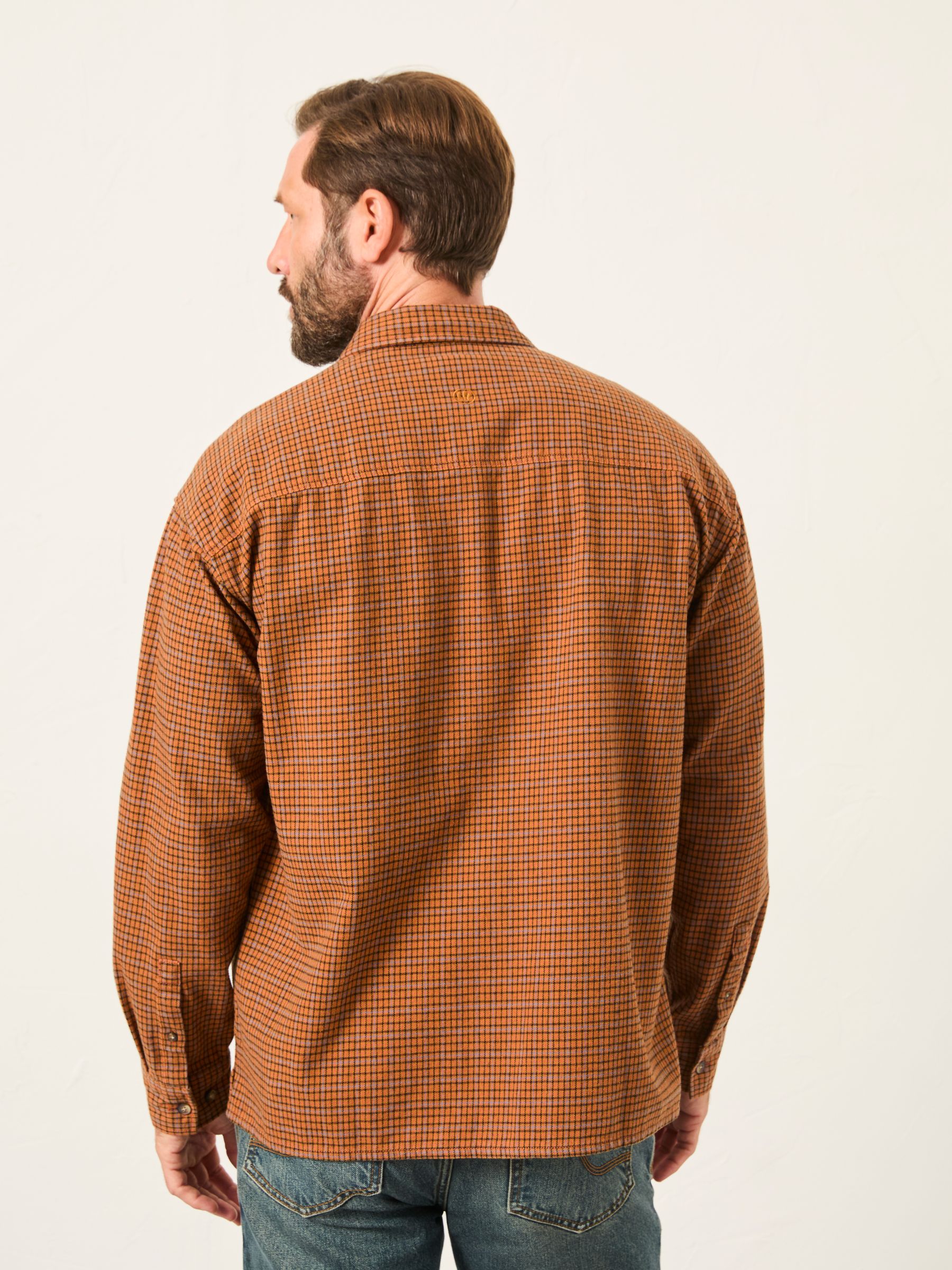 Ewshot Rust Brown Long Sleeve Check Shirt - Image 3 of 7