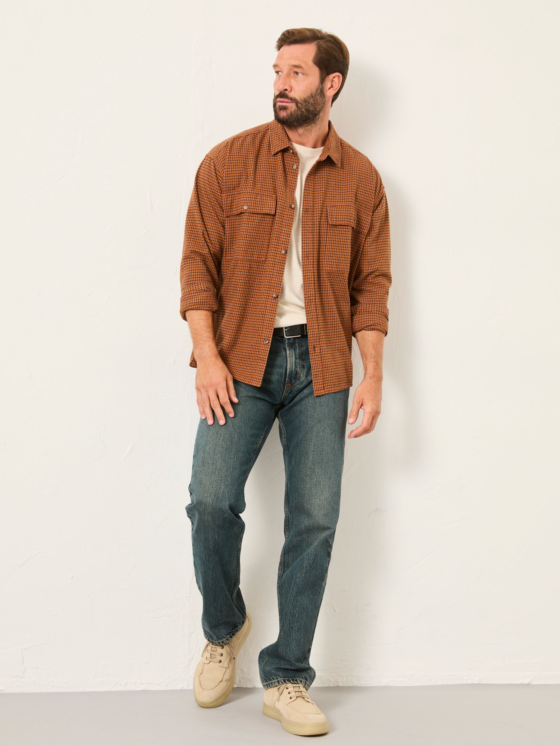 Ewshot Rust Brown Long Sleeve Check Shirt - Image 5 of 7