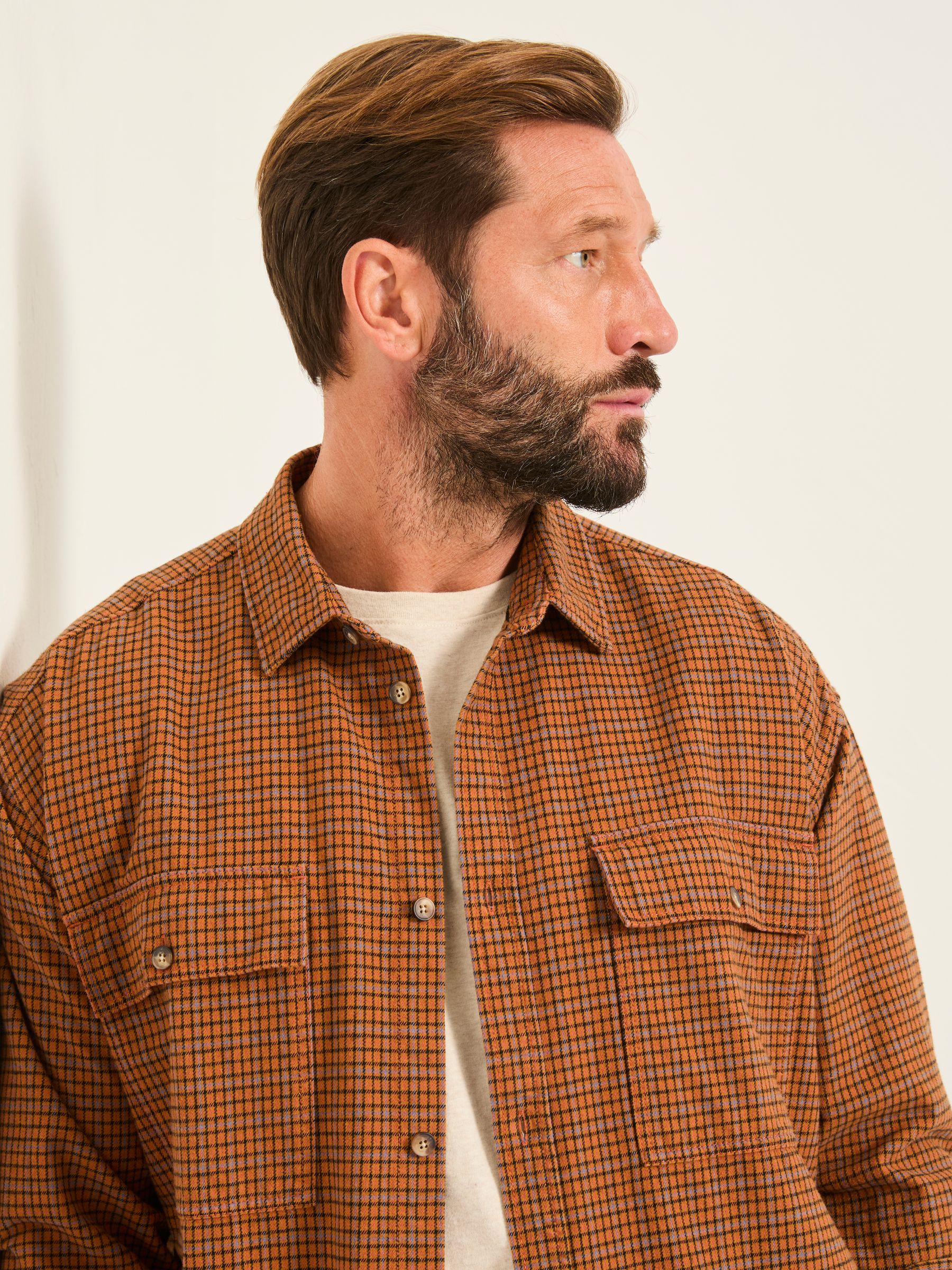 Ewshot Rust Brown Long Sleeve Check Shirt - Image 6 of 7