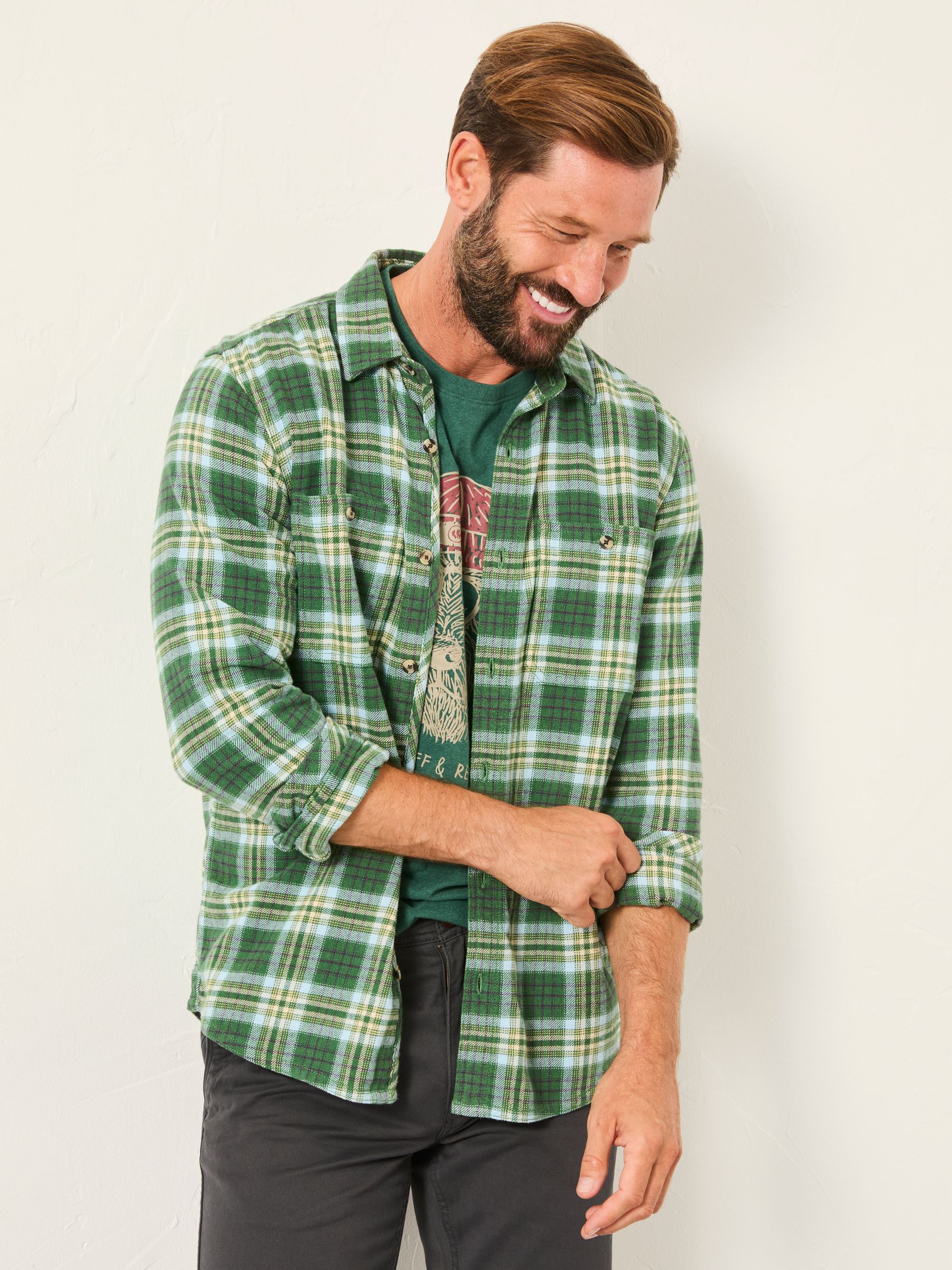 Goring Mid Green Long Sleeve Check Shirt - Image 2 of 7 Goring Mid Green Long Sleeve Check Shirt - Image 2 of 7
