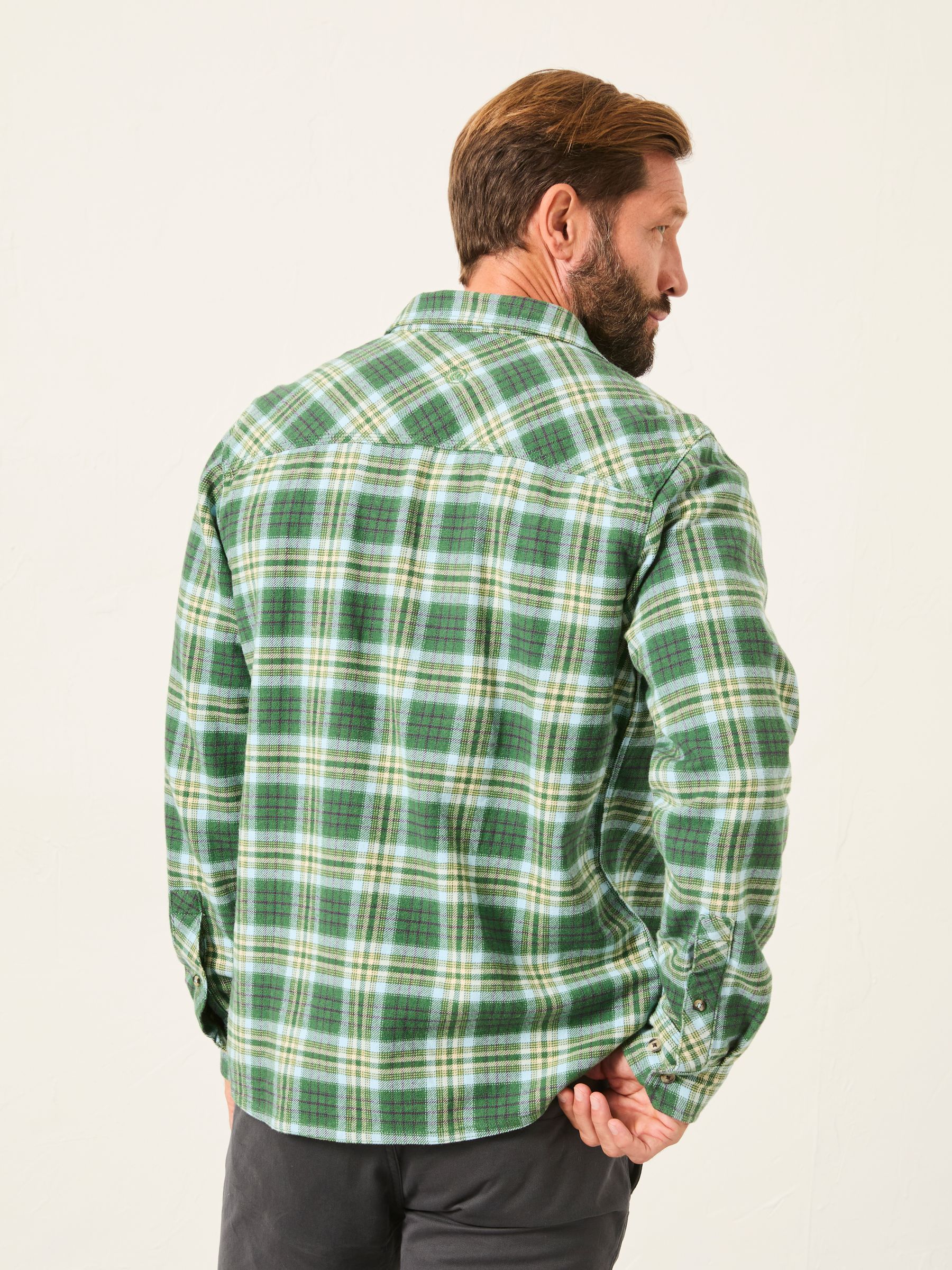 Goring Mid Green Long Sleeve Check Shirt - Image 3 of 7