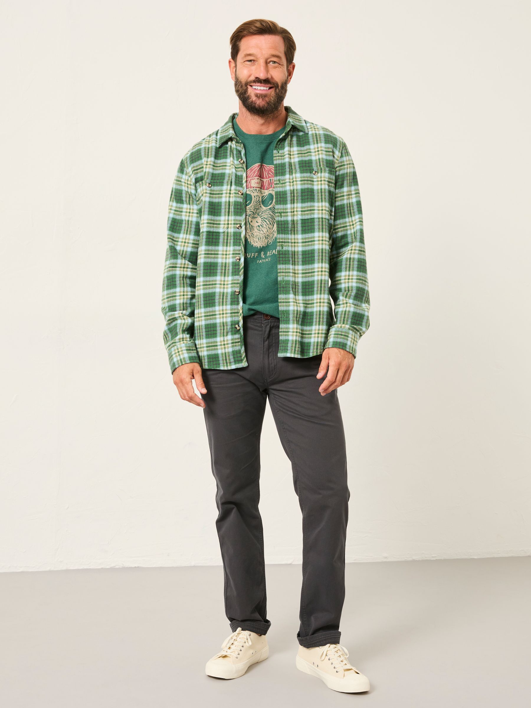Goring Mid Green Long Sleeve Check Shirt - Image 4 of 7