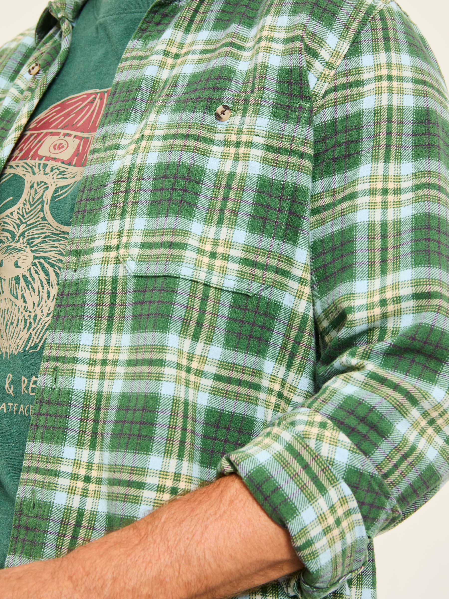 Goring Mid Green Long Sleeve Check Shirt - Image 5 of 7