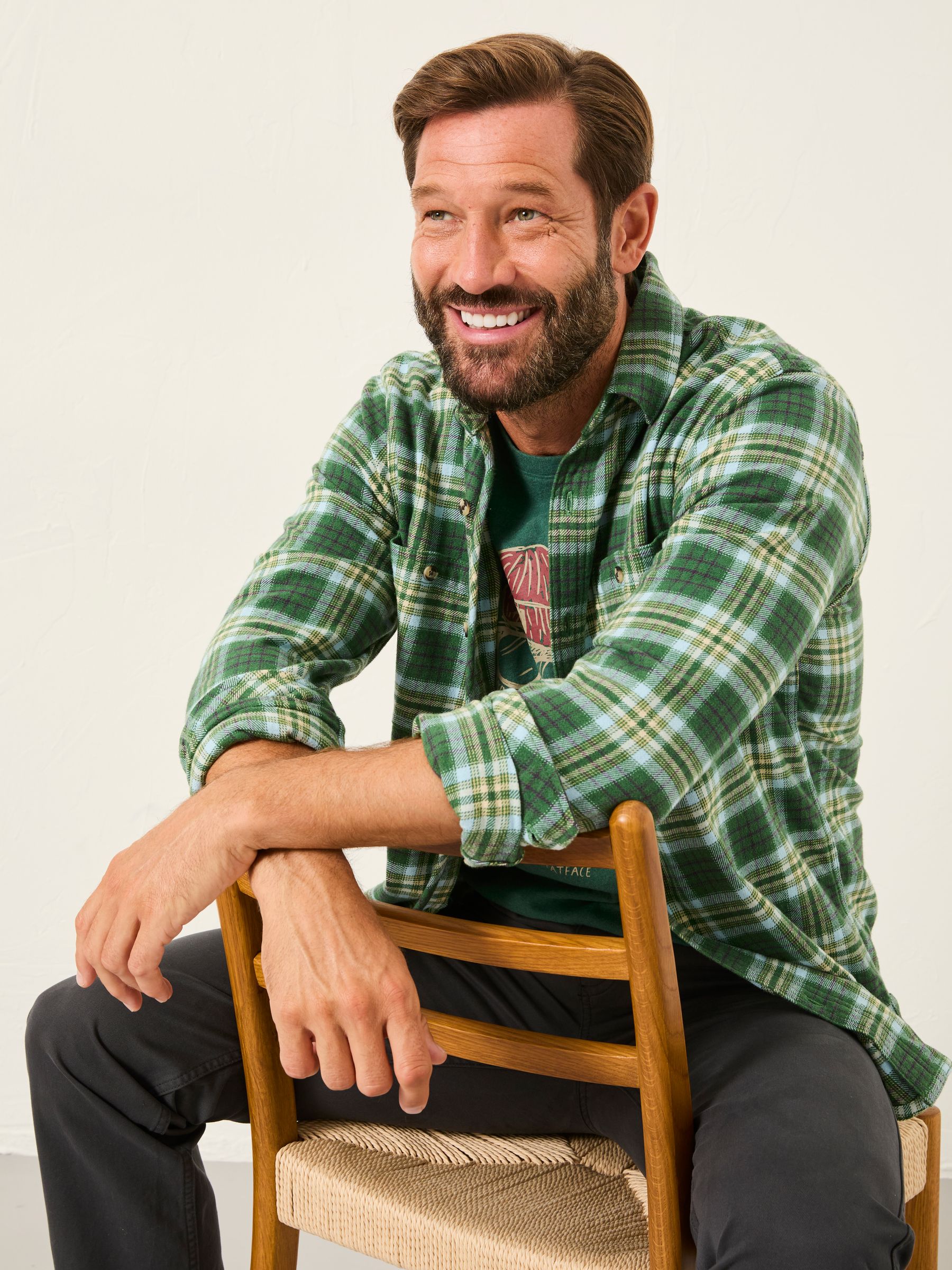 Goring Mid Green Long Sleeve Check Shirt - Image 6 of 7