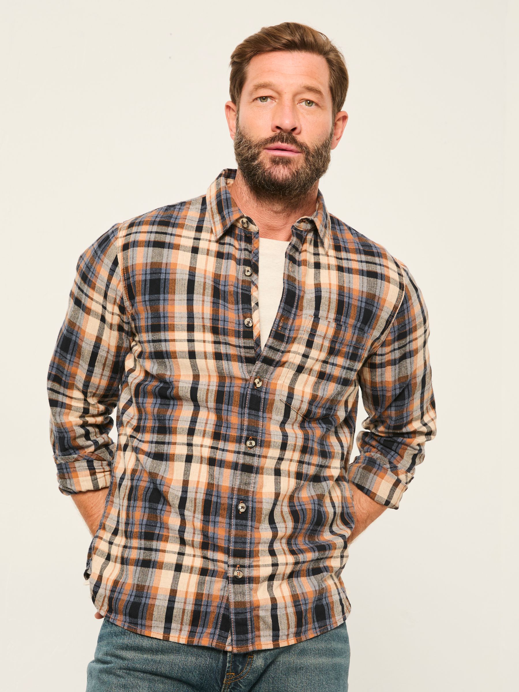 Hyth Rust Brown Long Sleeve Check Shirt - Image 1 of 6