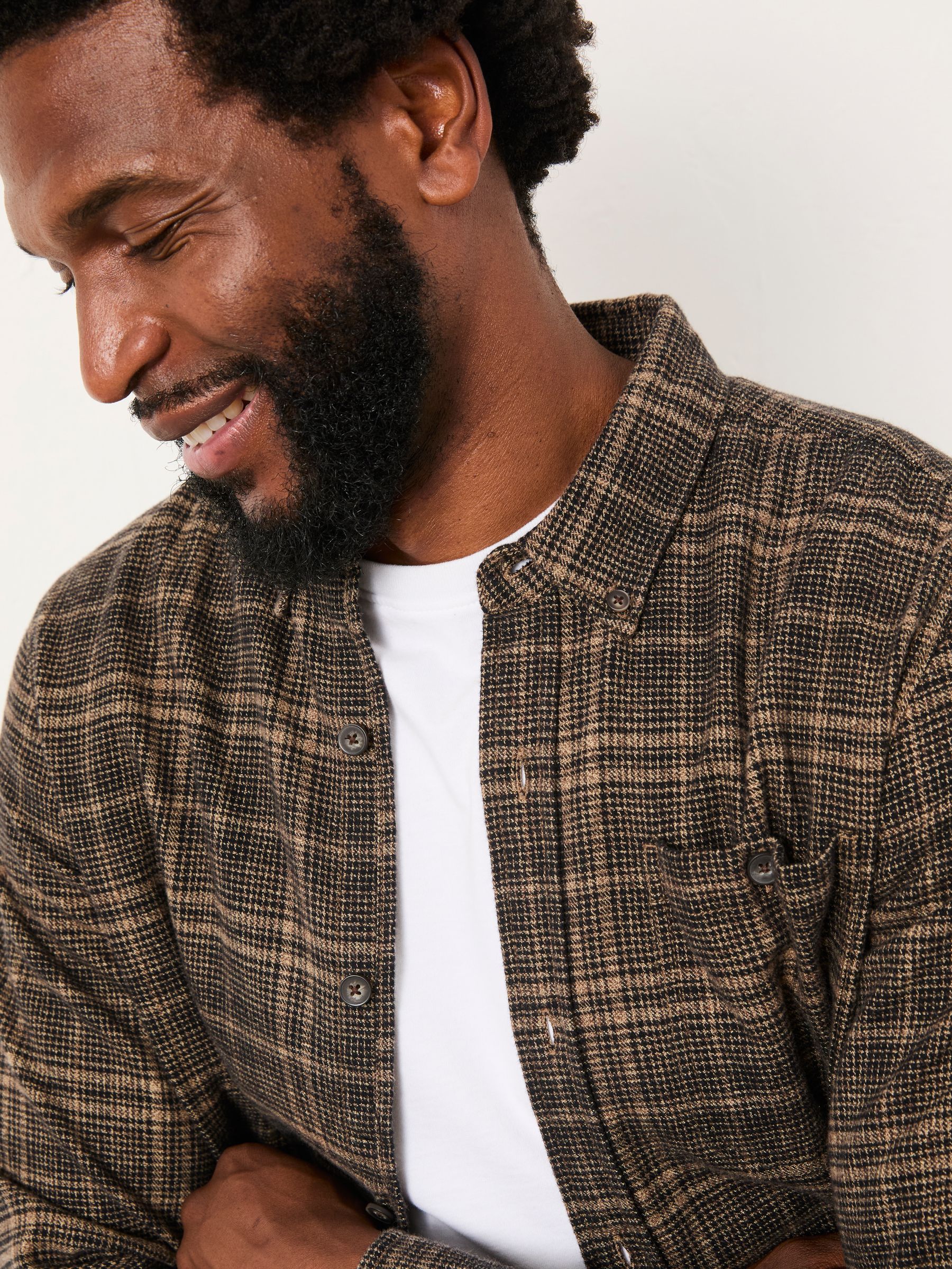 Felton Brown Long Sleeve Check Shirt - Image 3 of 6
