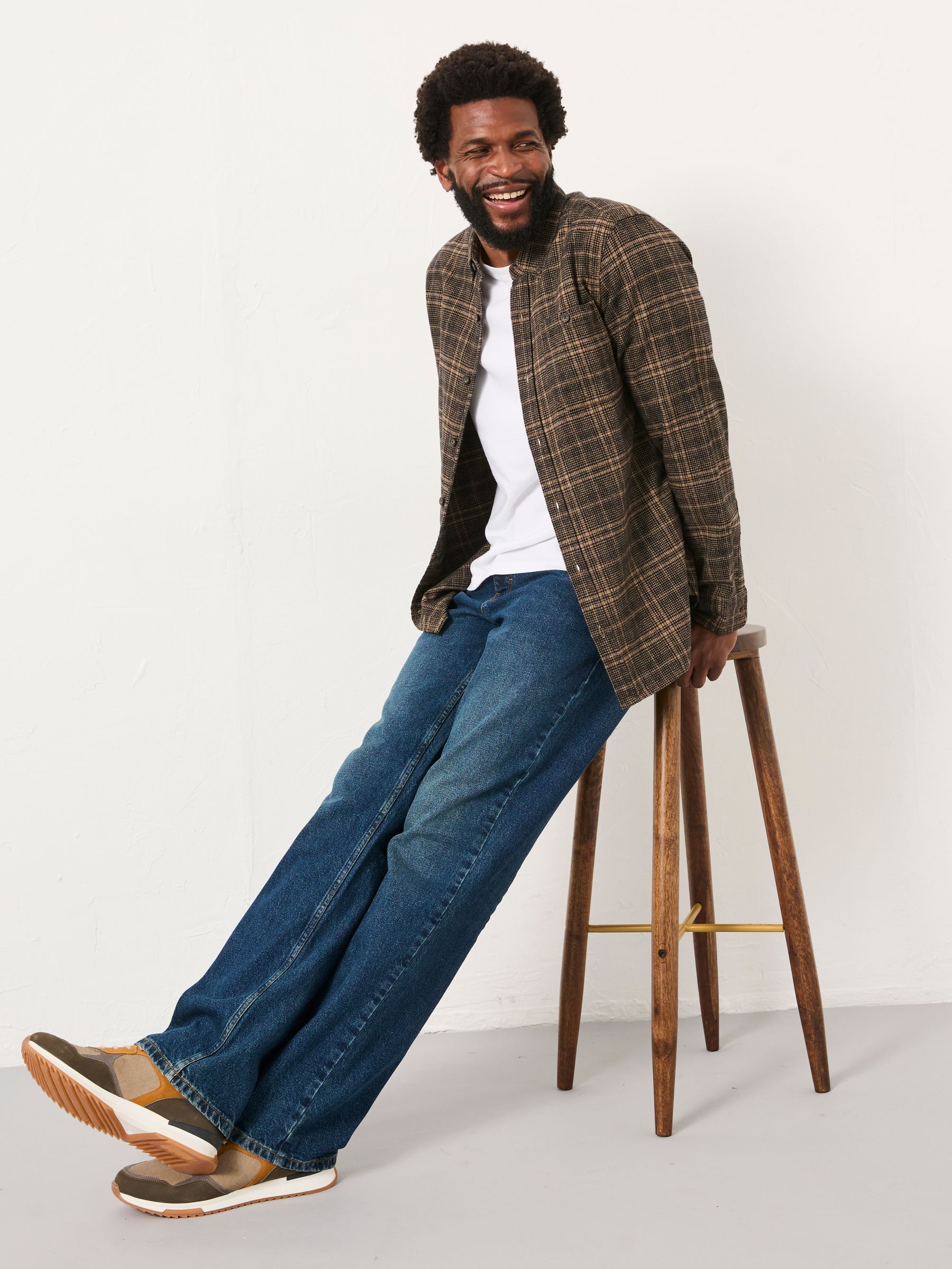 Felton Brown Long Sleeve Check Shirt - Image 5 of 6