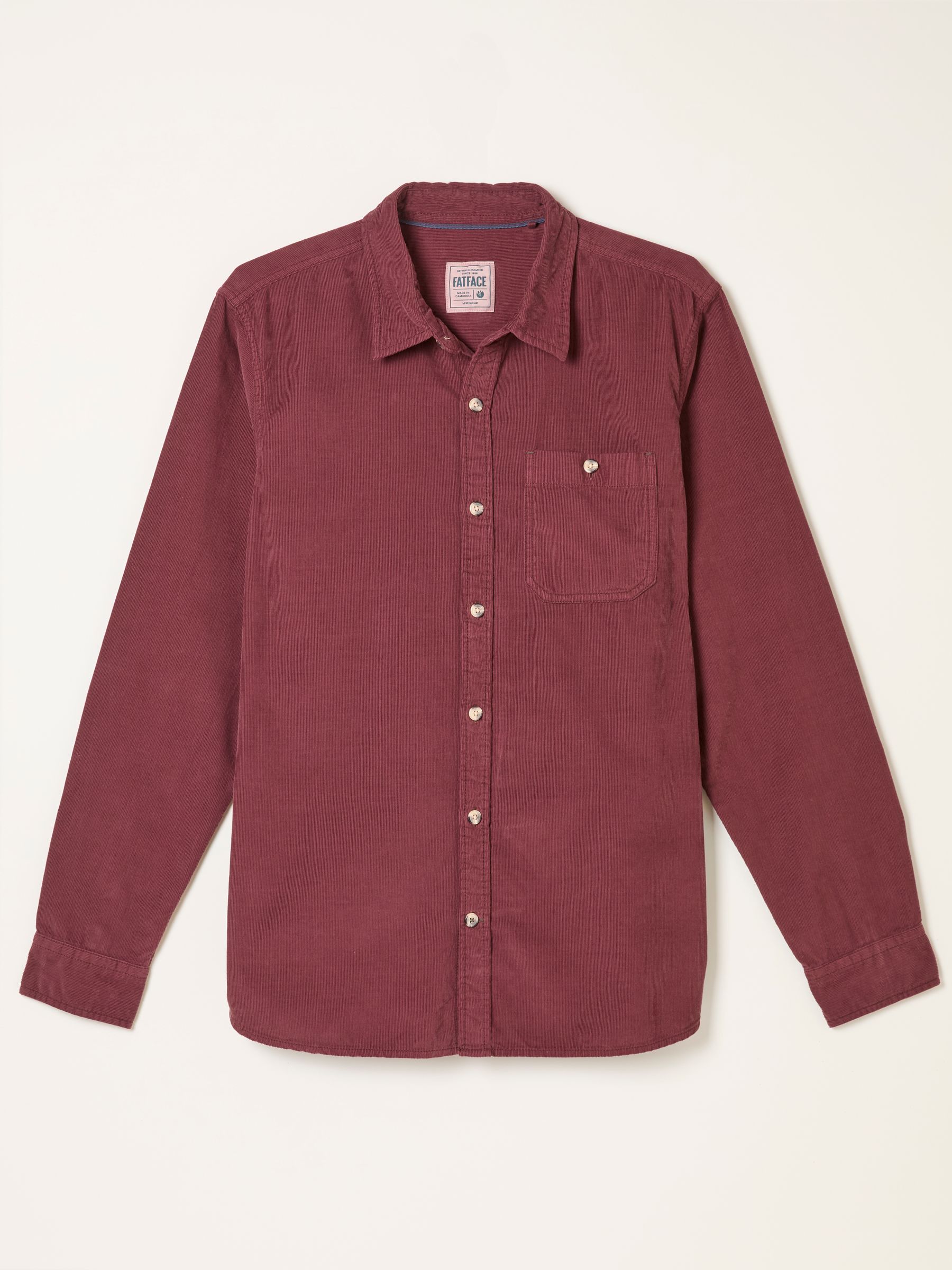 Claret Long Sleeve Cord Shirt | FatFace