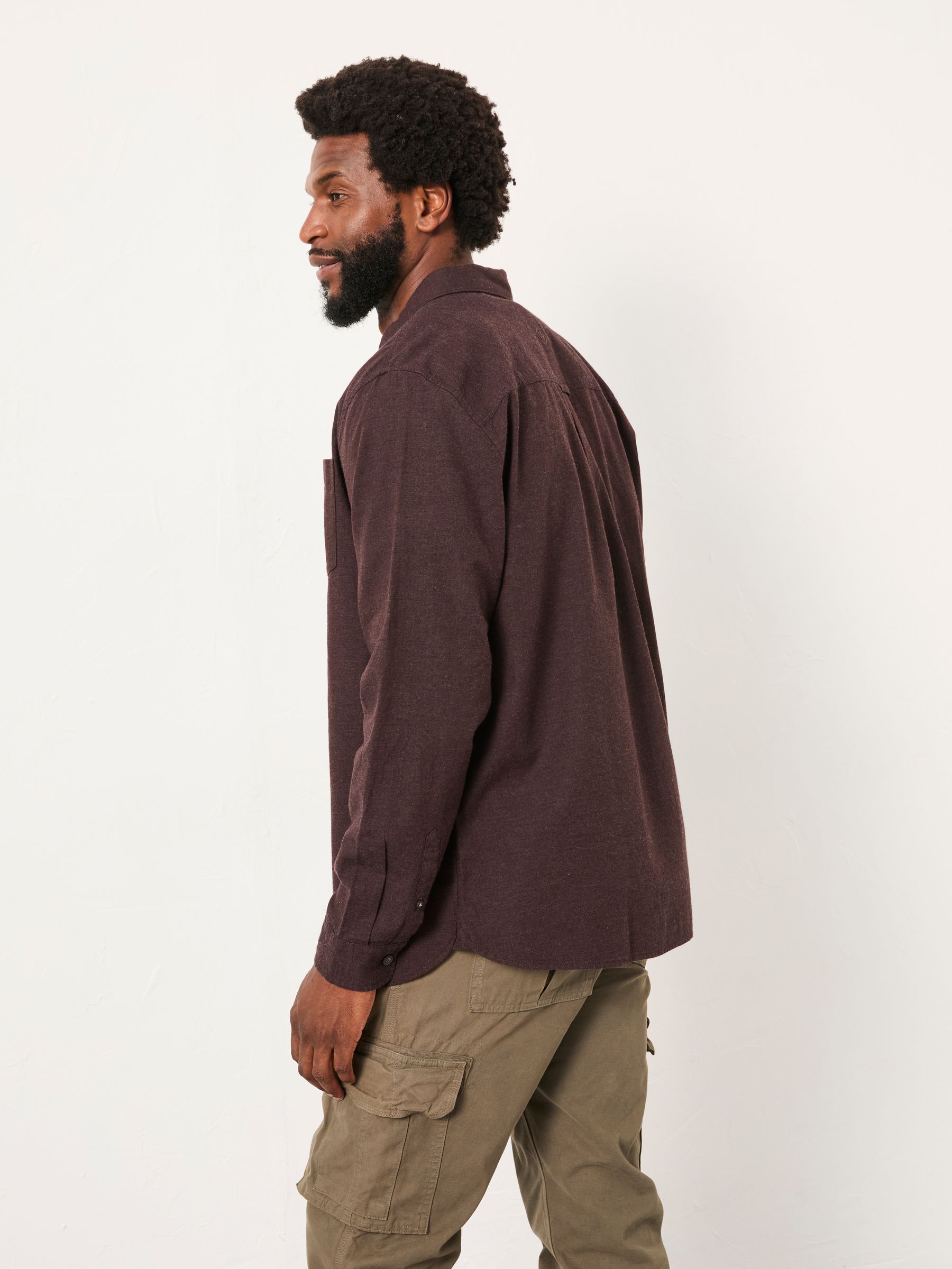 Tadlow Chocolate Brown Long Sleeve Herringbone Shirt - Image 2 of 6