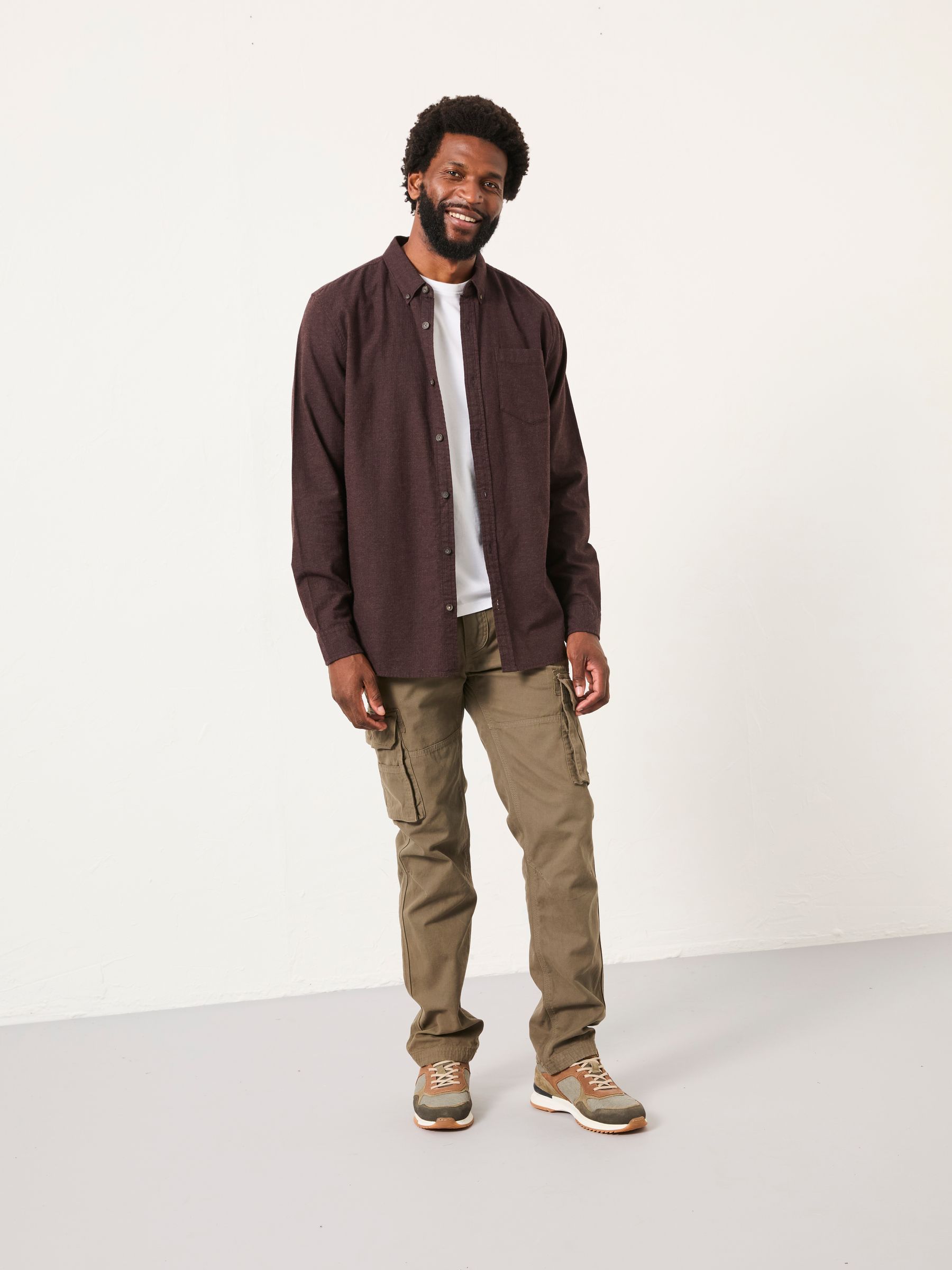Tadlow Chocolate Brown Long Sleeve Herringbone Shirt | FatFace USA Tadlow Chocolate Brown Long Sleeve Herringbone Shirt | FatFace USA