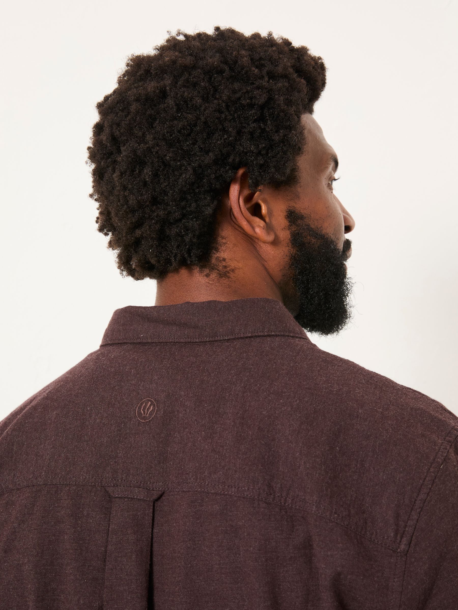 Tadlow Chocolate Brown Long Sleeve Herringbone Shirt - Image 4 of 6