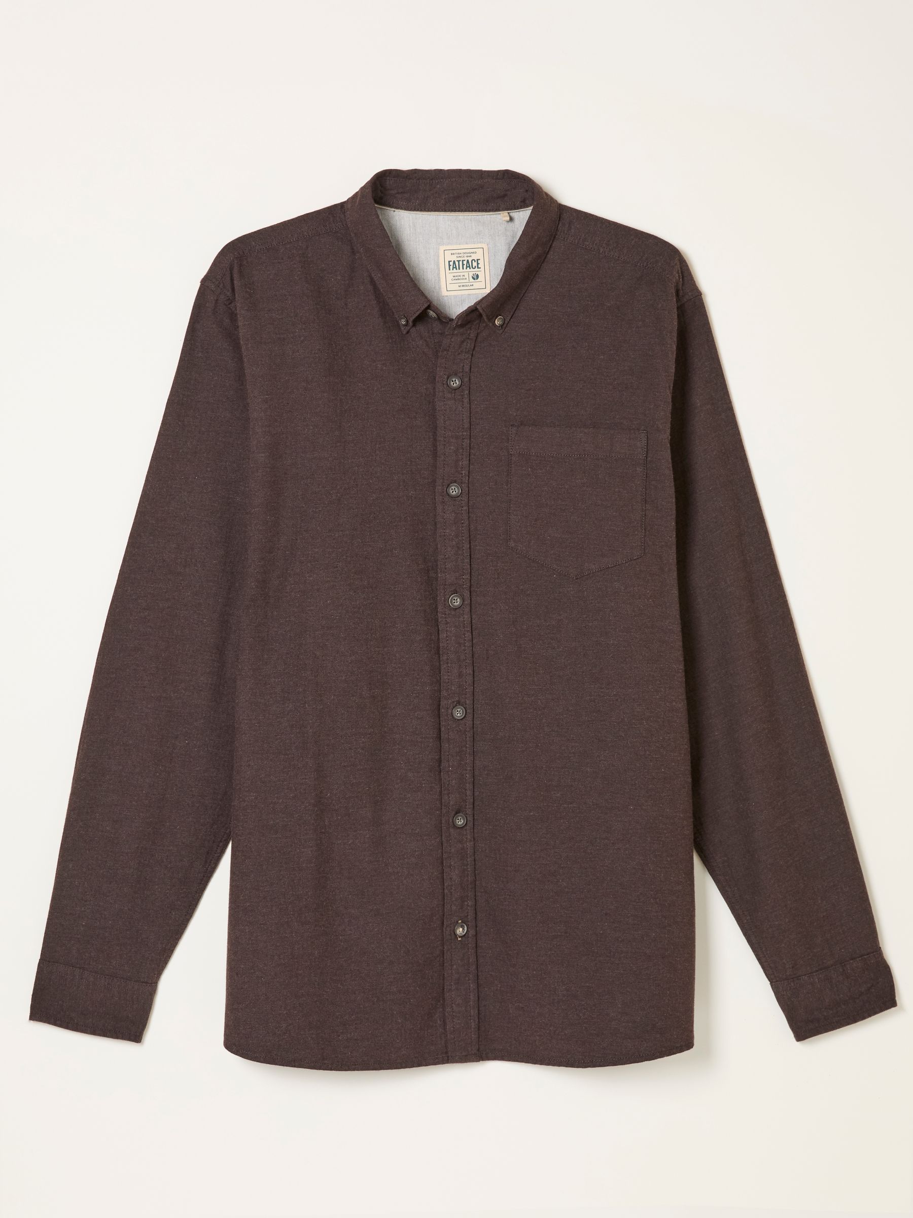 Tadlow Chocolate Brown Long Sleeve Herringbone Shirt - Image 6 of 6