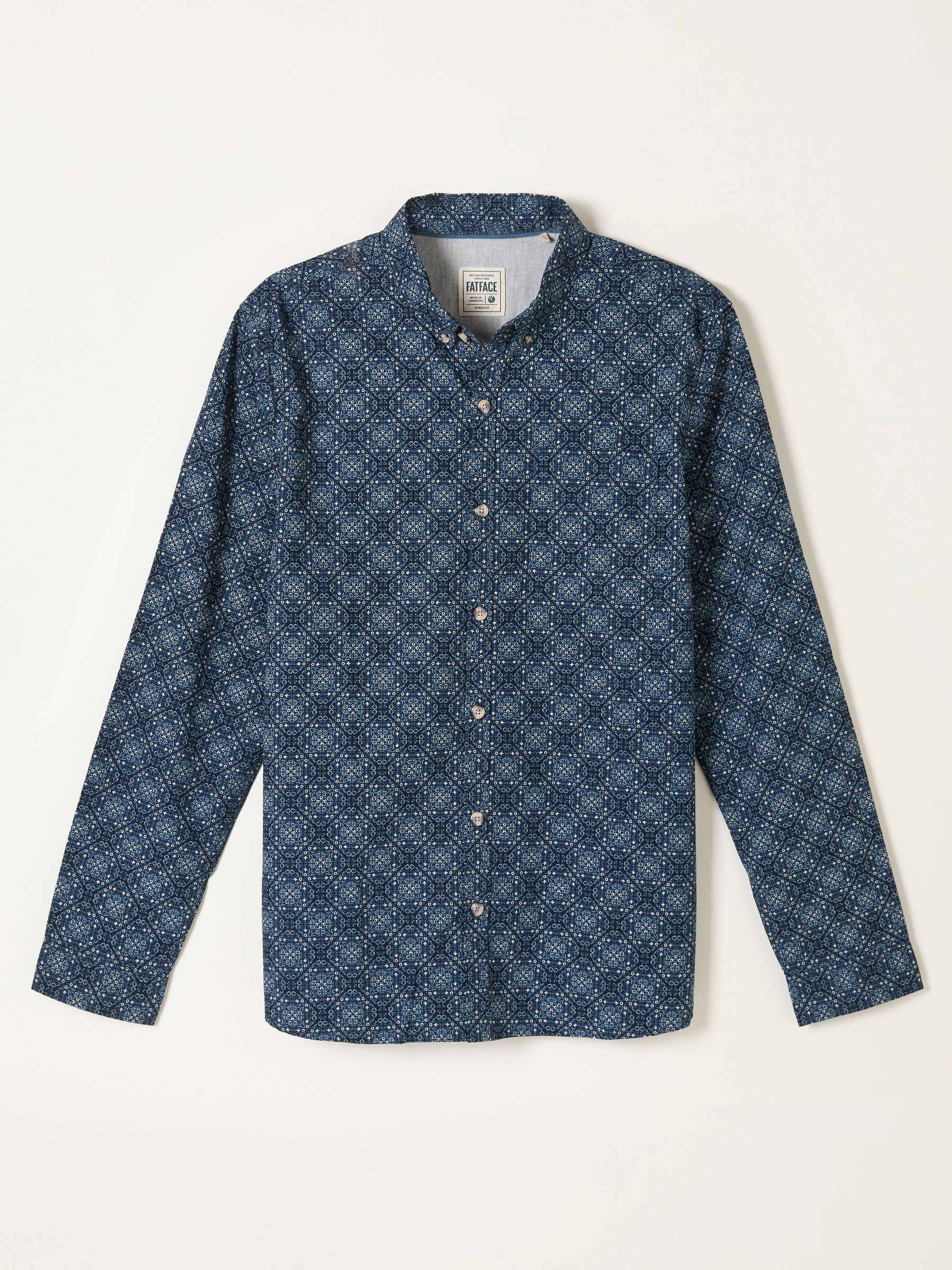 Navy Long Sleeve Tile Print Shirt - Image 7 of 7 Navy Long Sleeve Tile Print Shirt - Image 7 of 7