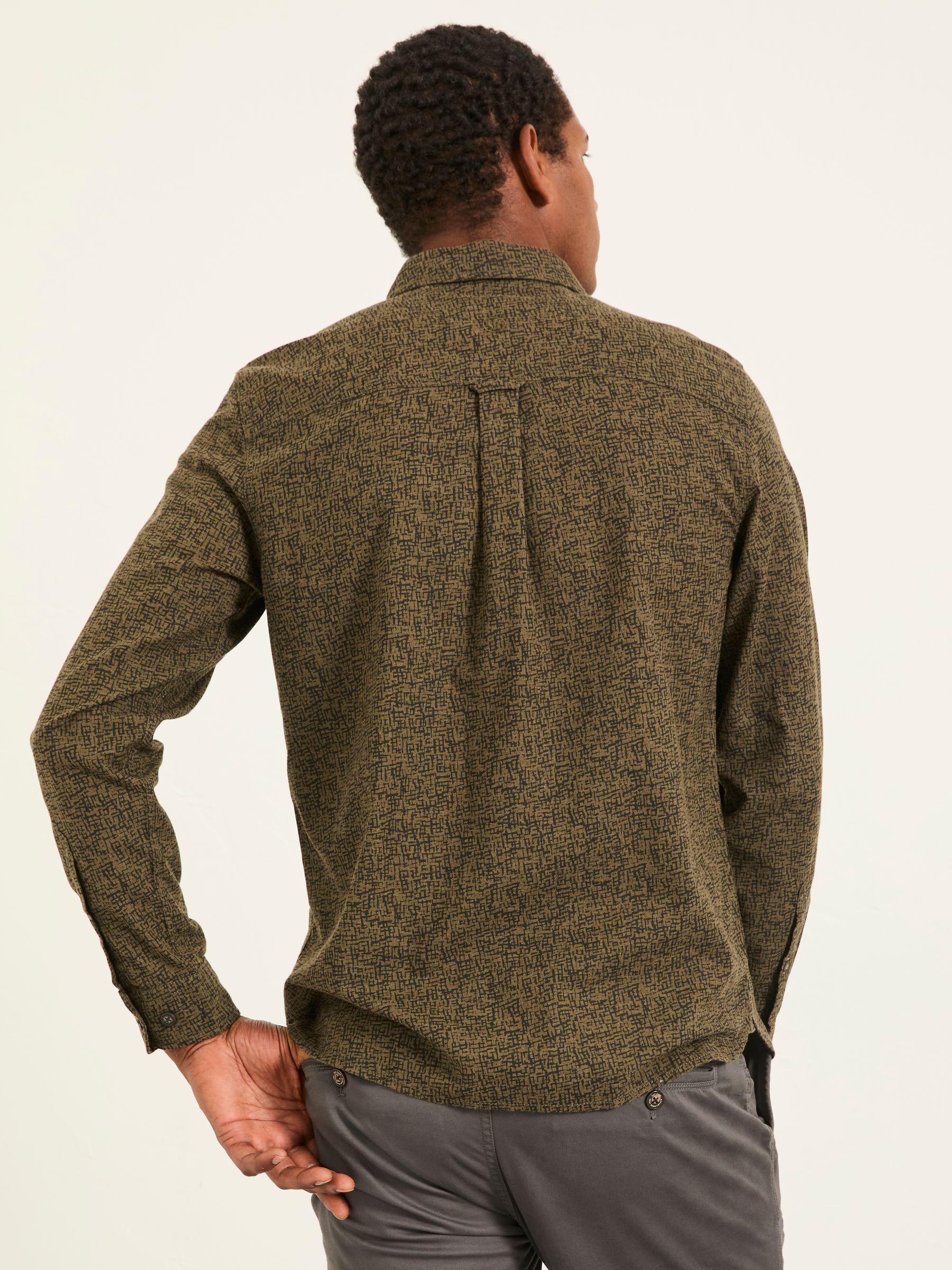 Khaki Green Long Sleeve Scratch Print Shirt - Image 2 of 5