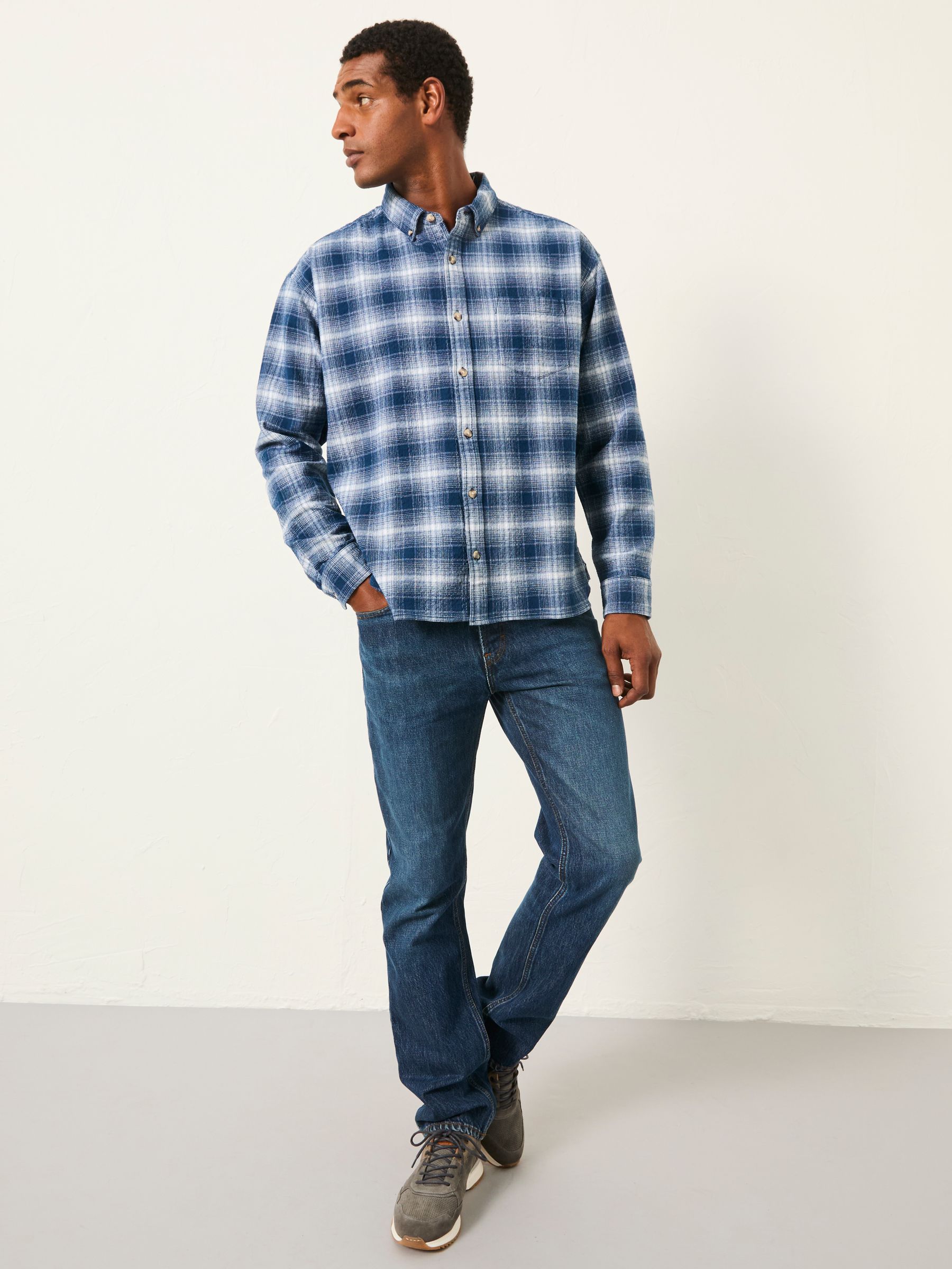 Morley Blue Long Sleeve Relaxed Fit Check Shirt - Image 3 of 6
