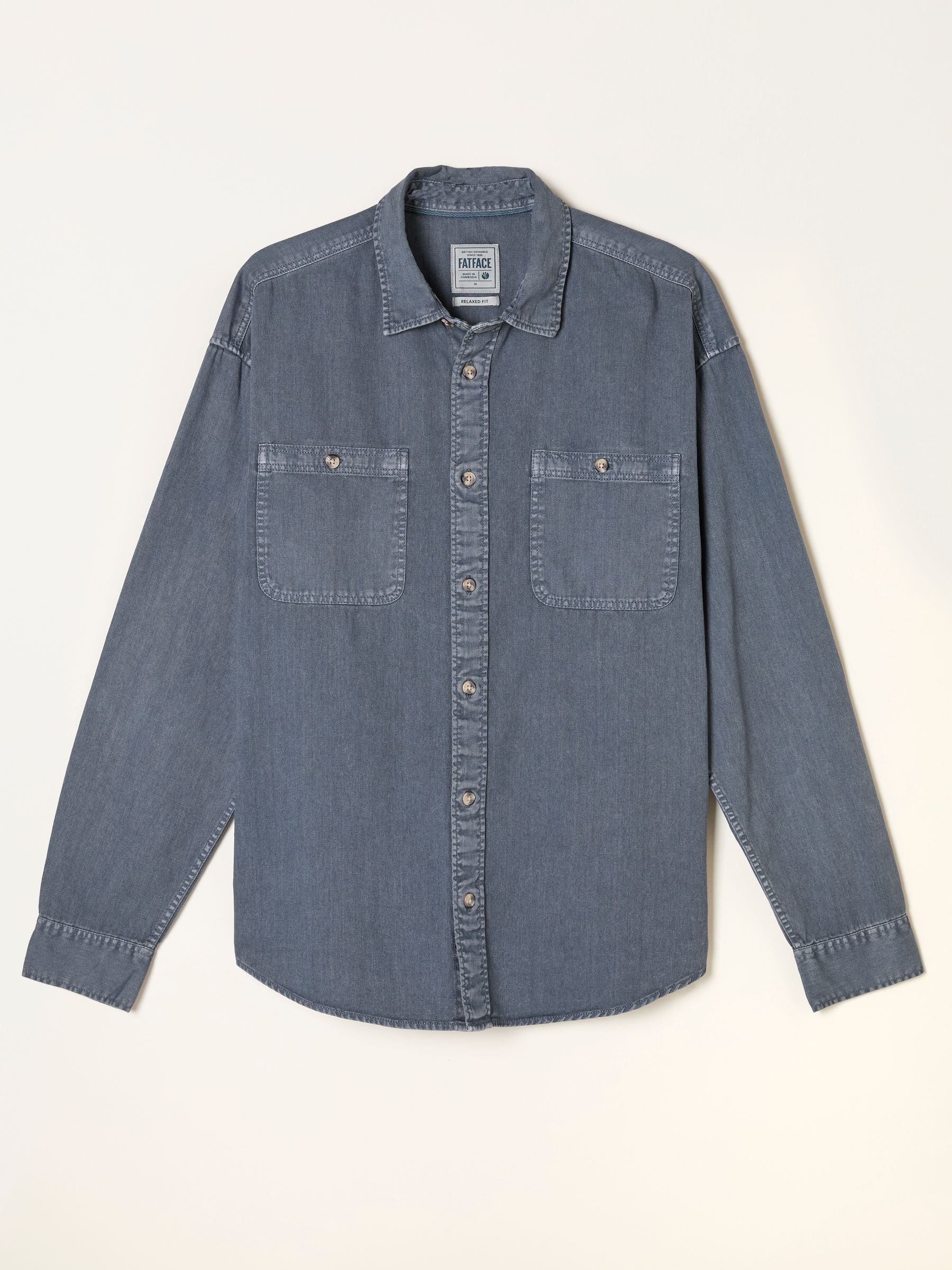 Dark Vintage Blue Long Sleeve Relaxed Fit Garment Dye Utility Shirt - Image 5 of 5