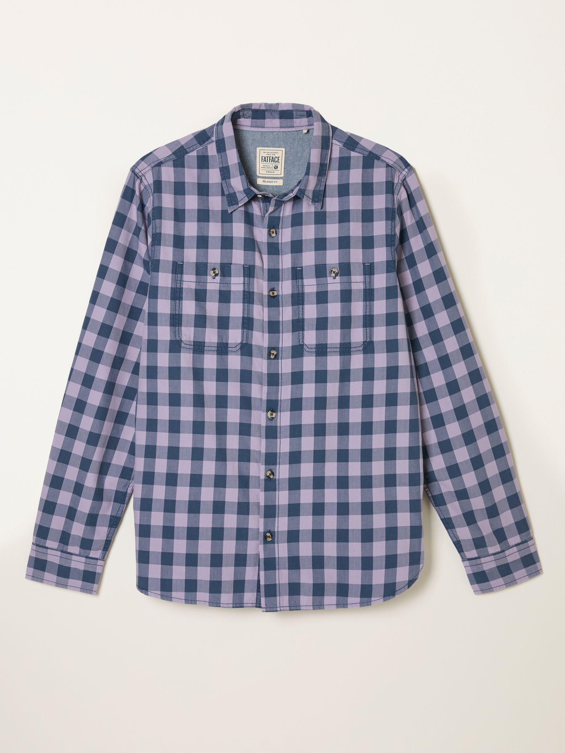 Thursby Lilac Purple Long Sleeve Relaxed Fit Gingham Shirt - Image 6 of 6