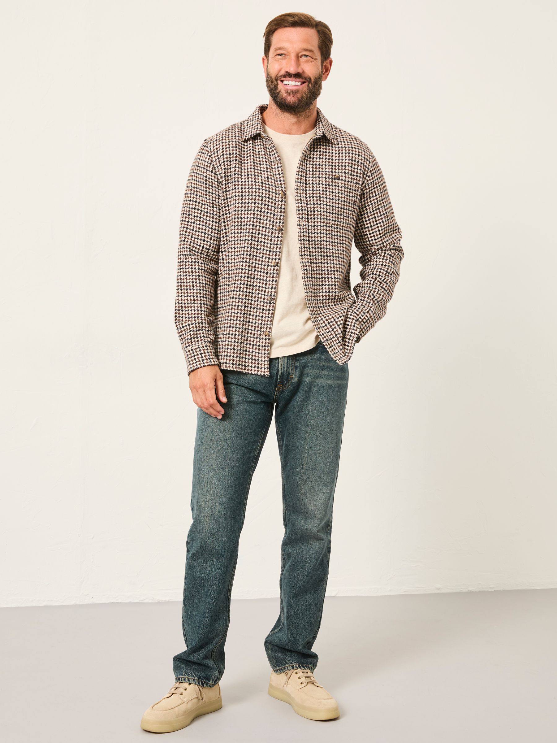Rust Brown Long Sleeve Dogtooth Shirt - Image 4 of 7