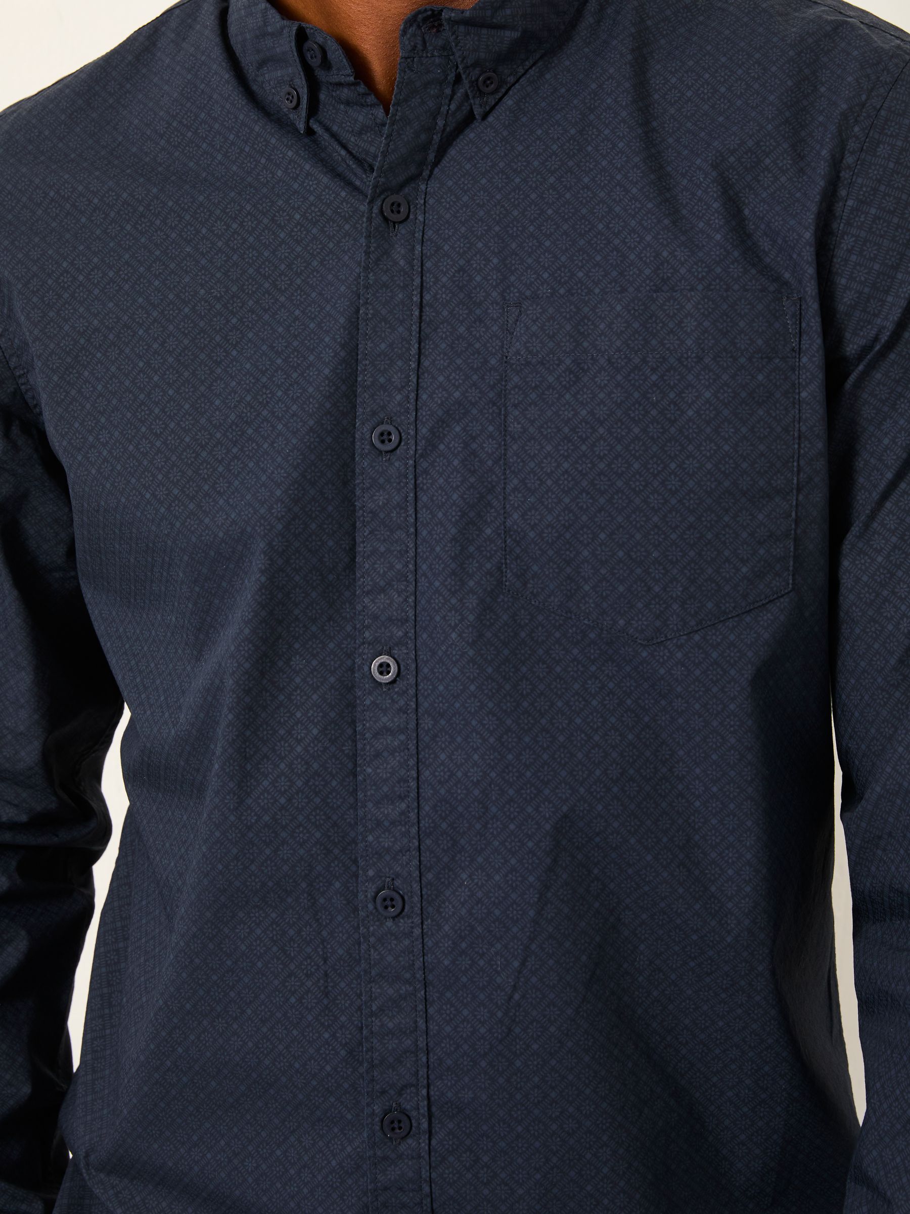 Navy Long Sleeve Geo Print Shirt - Image 4 of 5