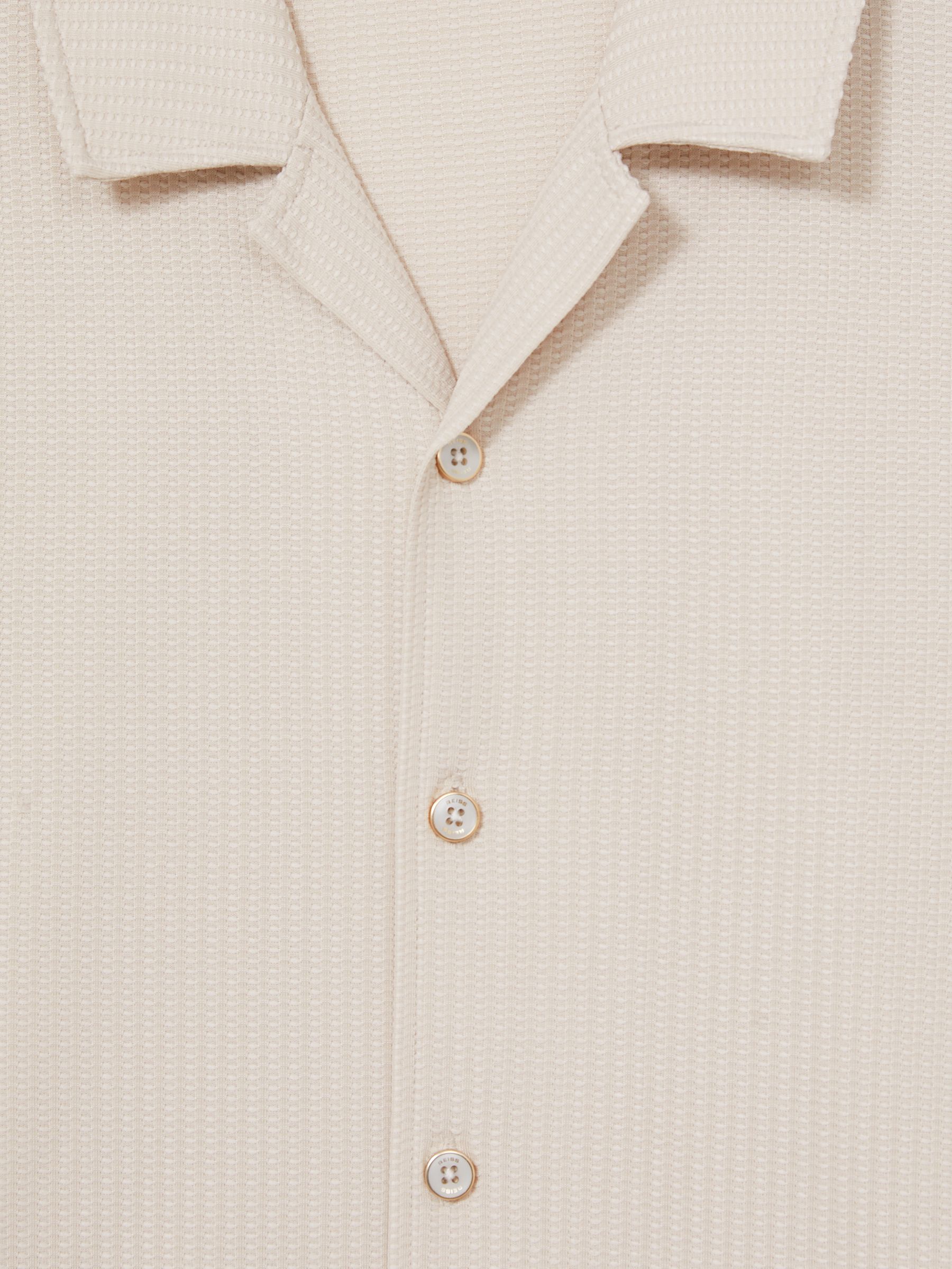 Textured-Knit Cuban-Collar Shirt in Champagne - Image 6 of 6