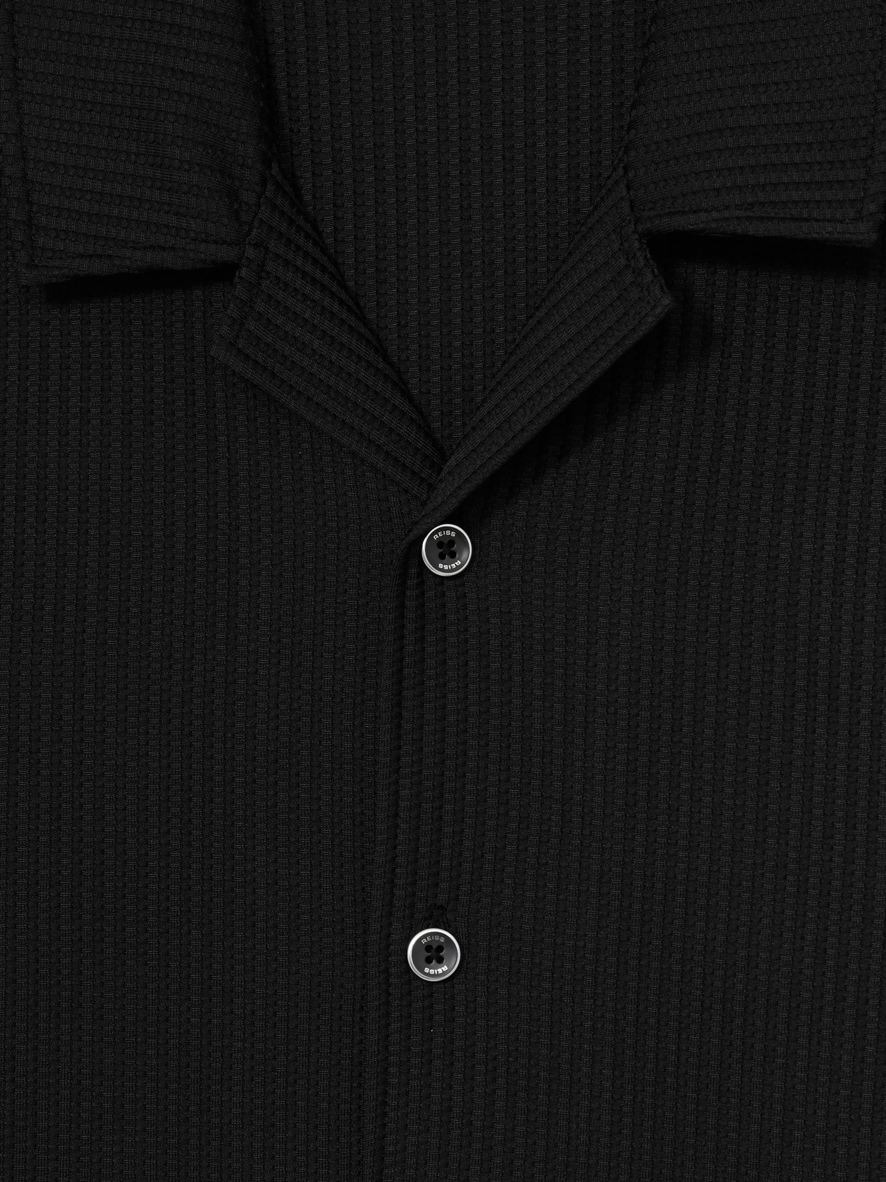 Textured-Knit Cuban-Collar Shirt in Black - Image 6 of 6