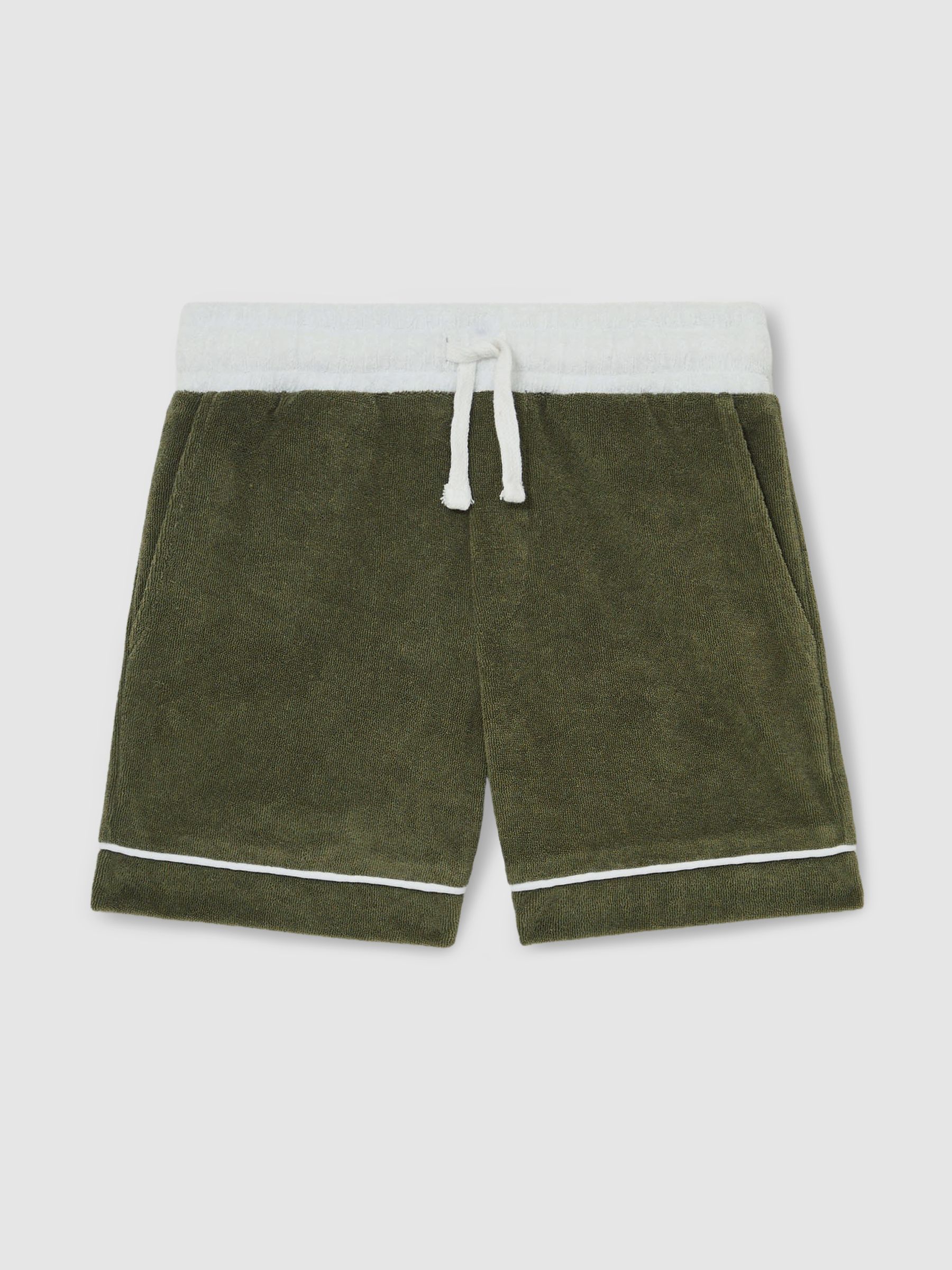 3-9 yrs Velour Colour-Block Shorts in Green Multi - Image 2 of 5