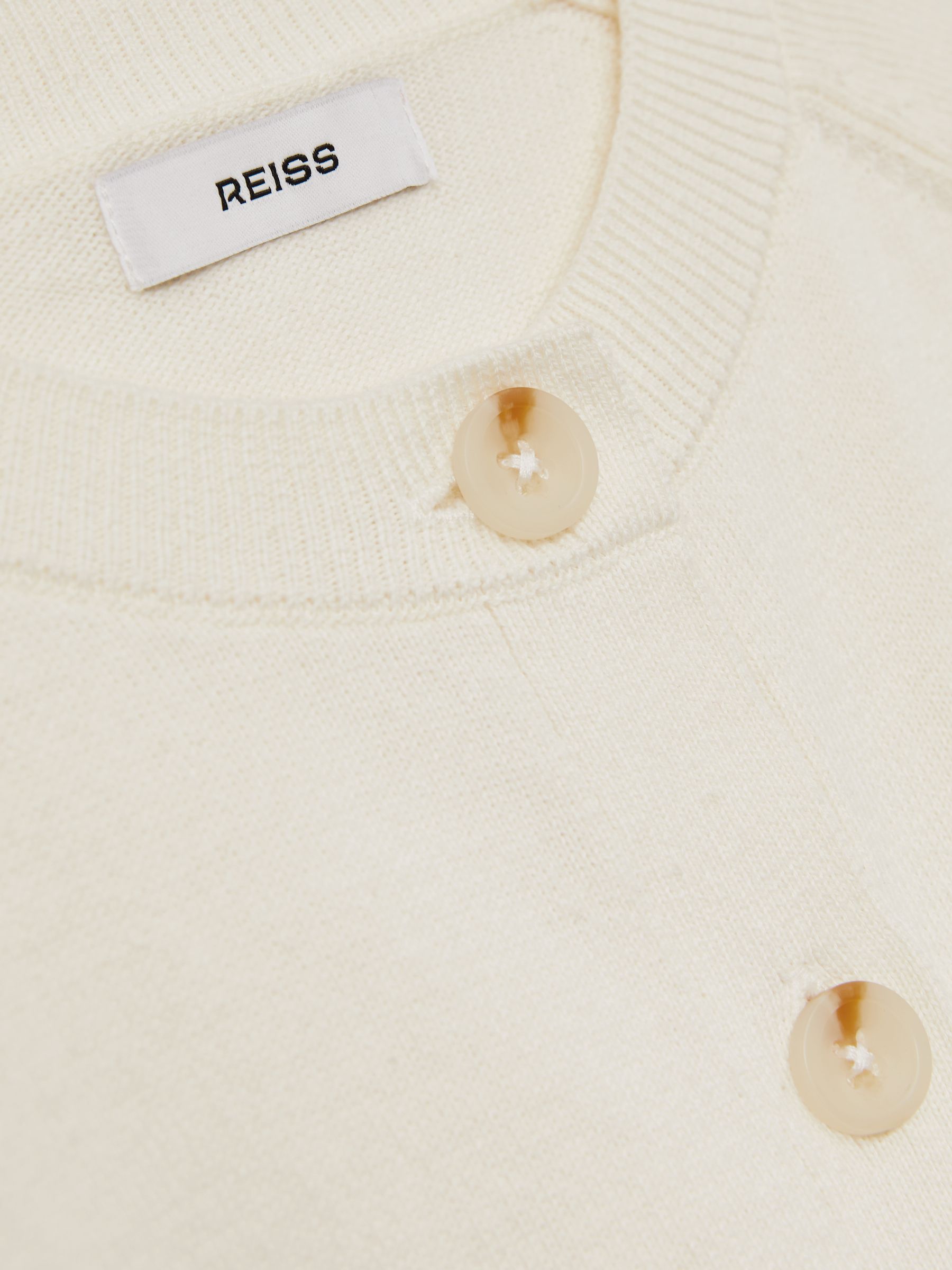9-13 yrs Cotton Crew-Neck Cardigan in Ivory - Image 4 of 4
