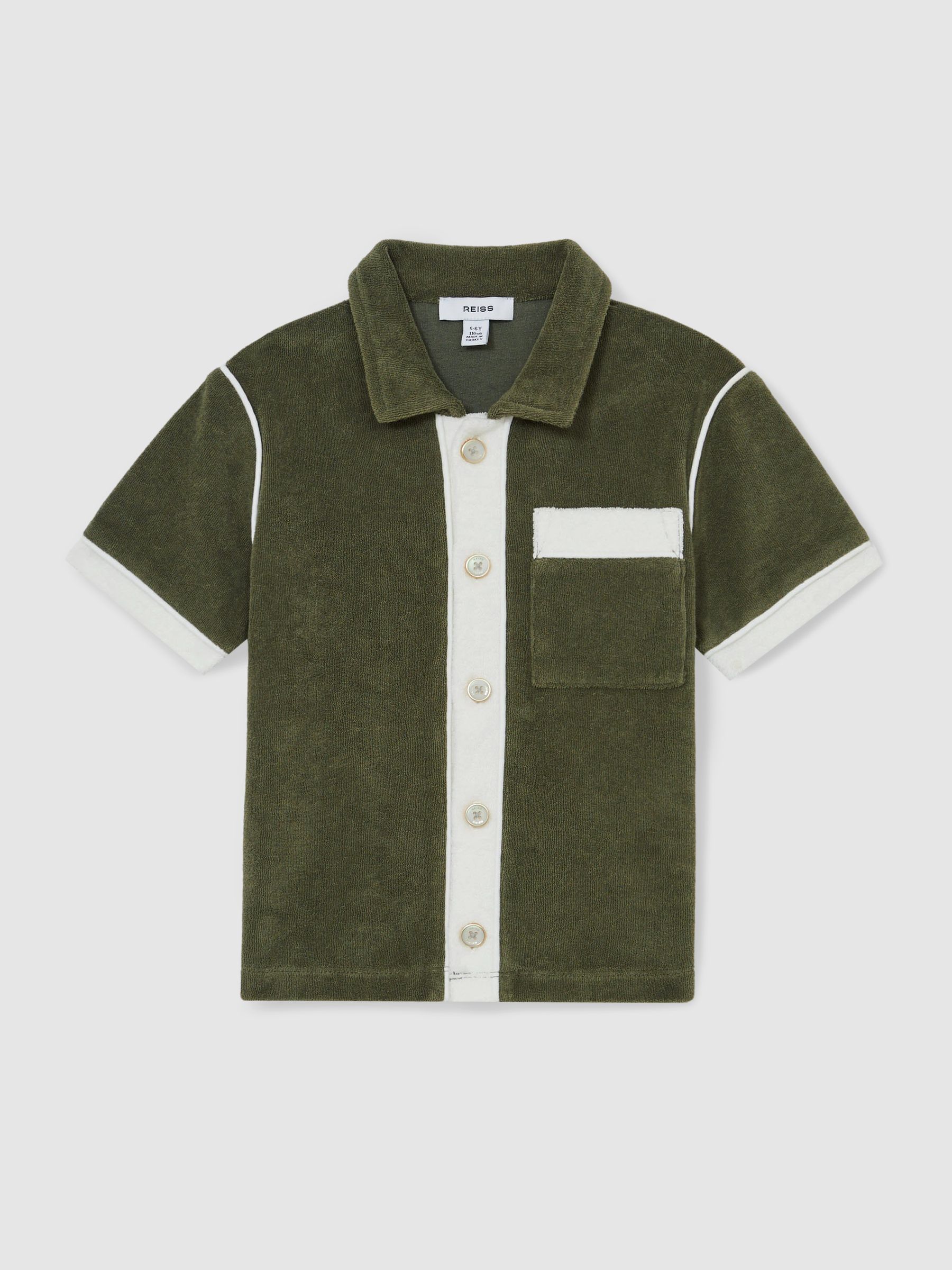 9-13 yrs Velour Colour-Block Shirt in Green Multi - Image 2 of 4