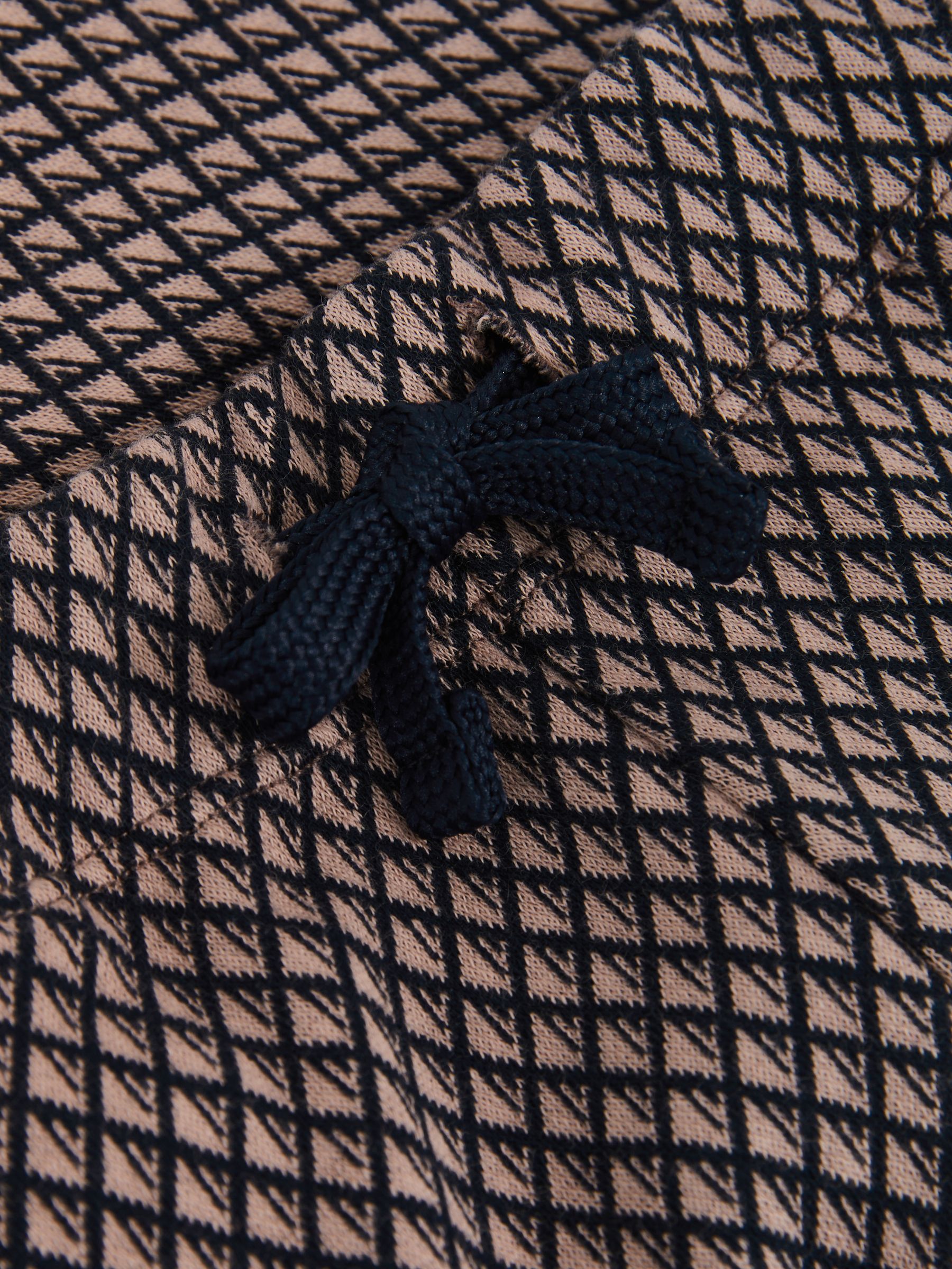 Cotton Blend Geometric Jacquard Shorts in Navy/Tobacco Brown - Image 4 of 4