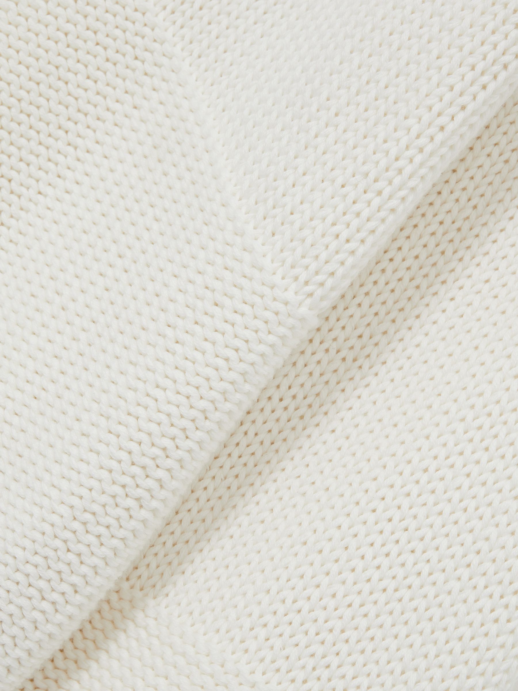 Cotton V-Neck Knit Jumper in White - Image 8 of 8