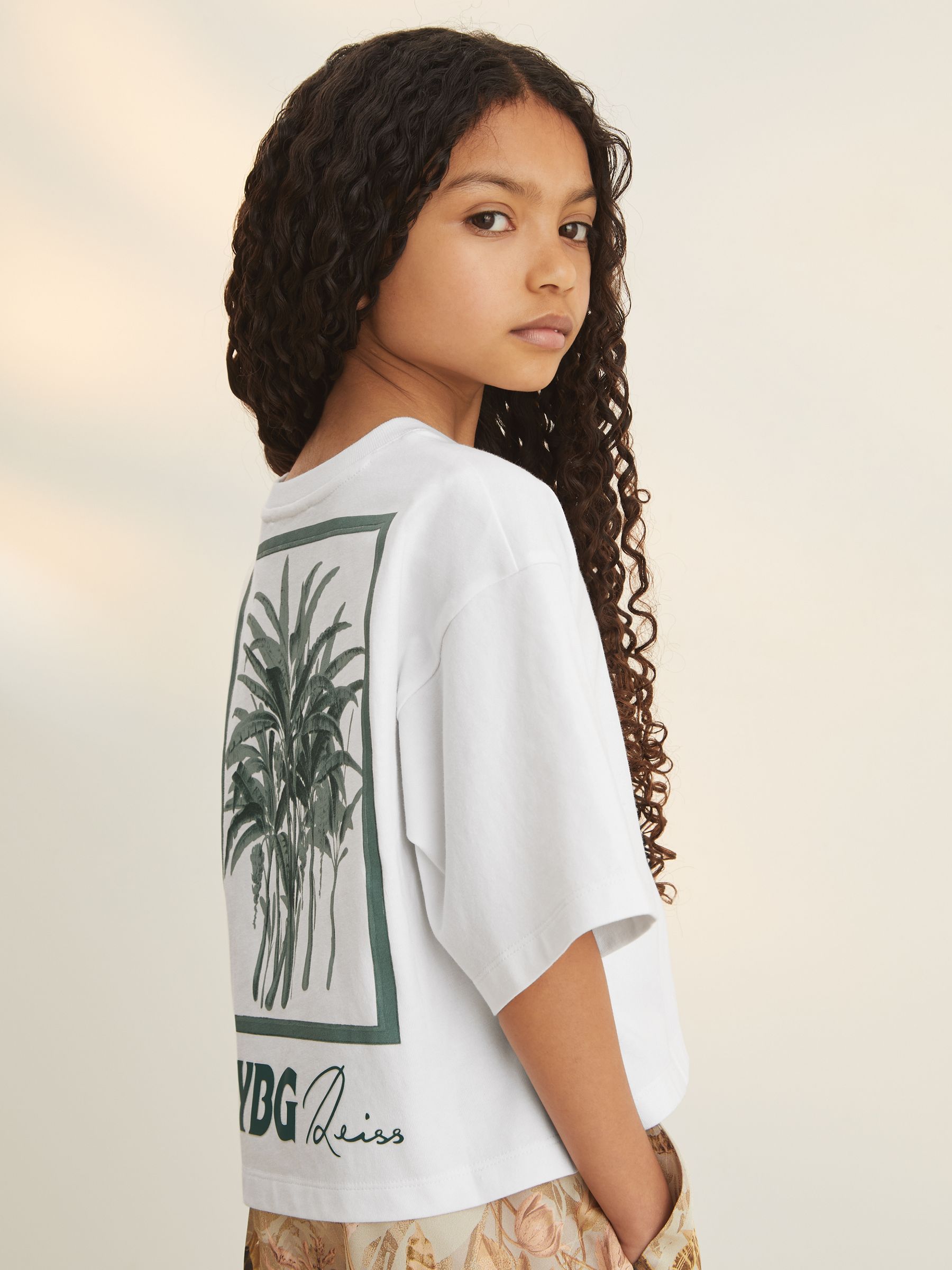 4-9 yrs Reiss | NYBG Floral Oversize T-Shirt in Khaki - Image 1 of 6