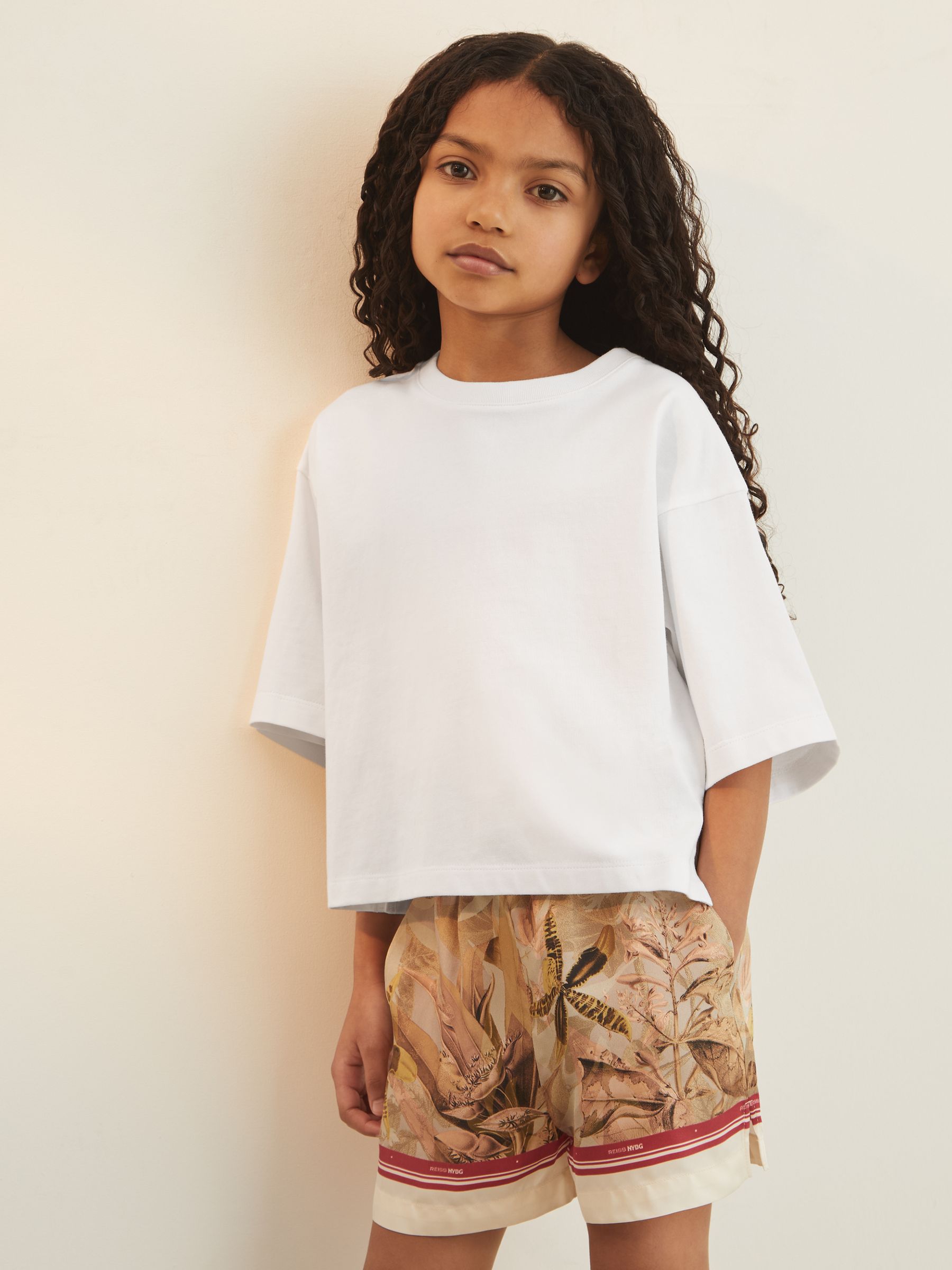 4-9 yrs Reiss | NYBG Floral Oversize T-Shirt in Khaki - Image 4 of 6