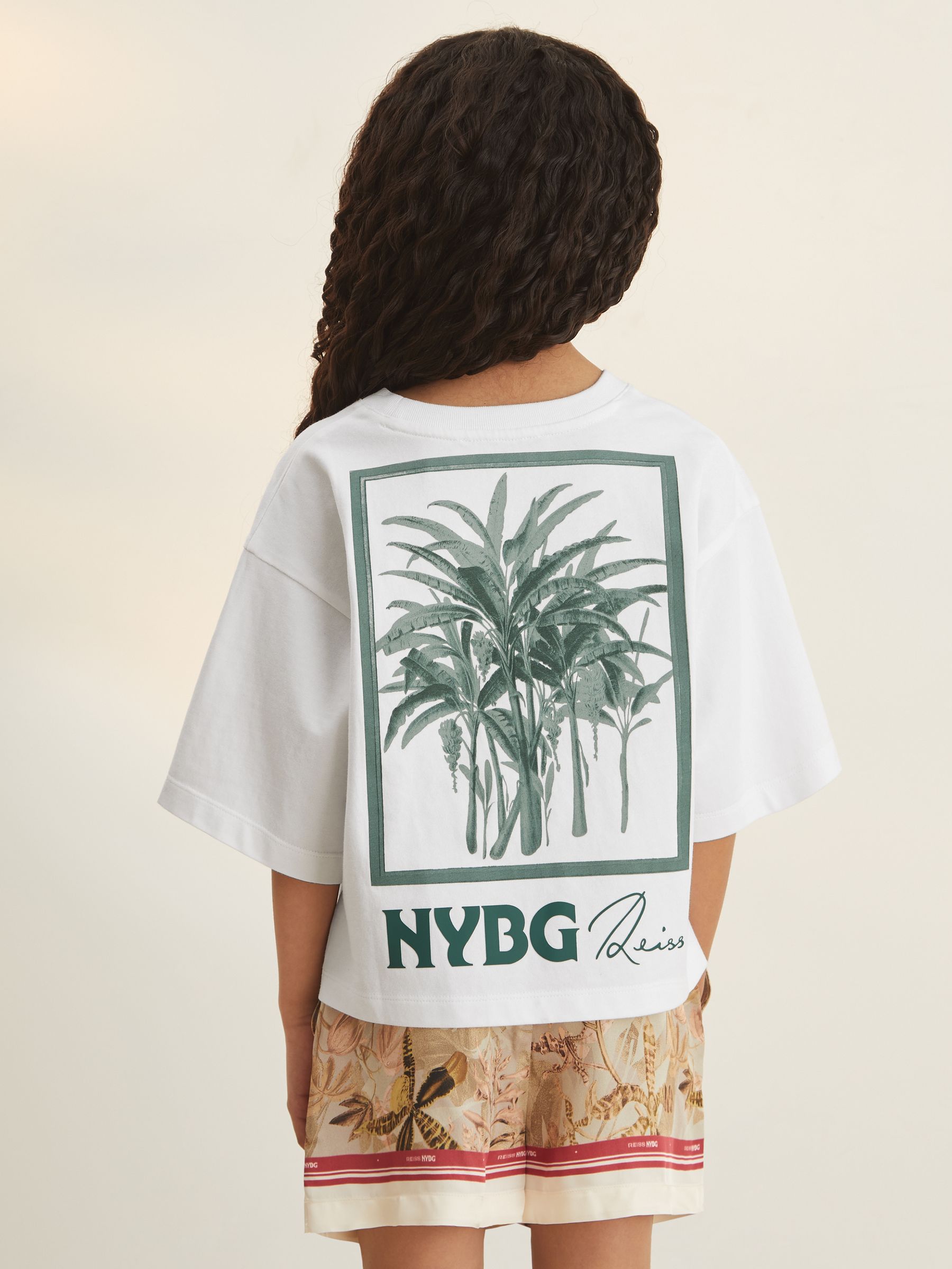 4-9 yrs Reiss | NYBG Floral Oversize T-Shirt in Khaki - Image 5 of 6